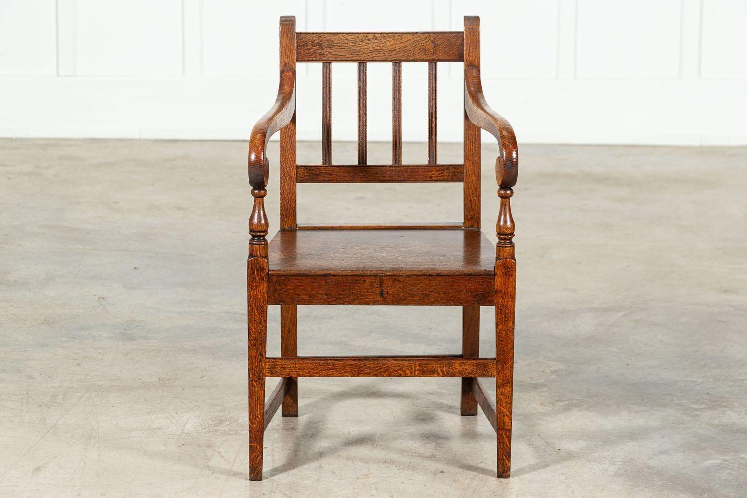 Set 8 19thC English Oak Vernacular Chairs For Sale 3