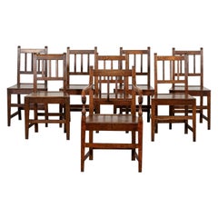 Set di 8 sedie vernacolari in Oak inglese del XIX secolo