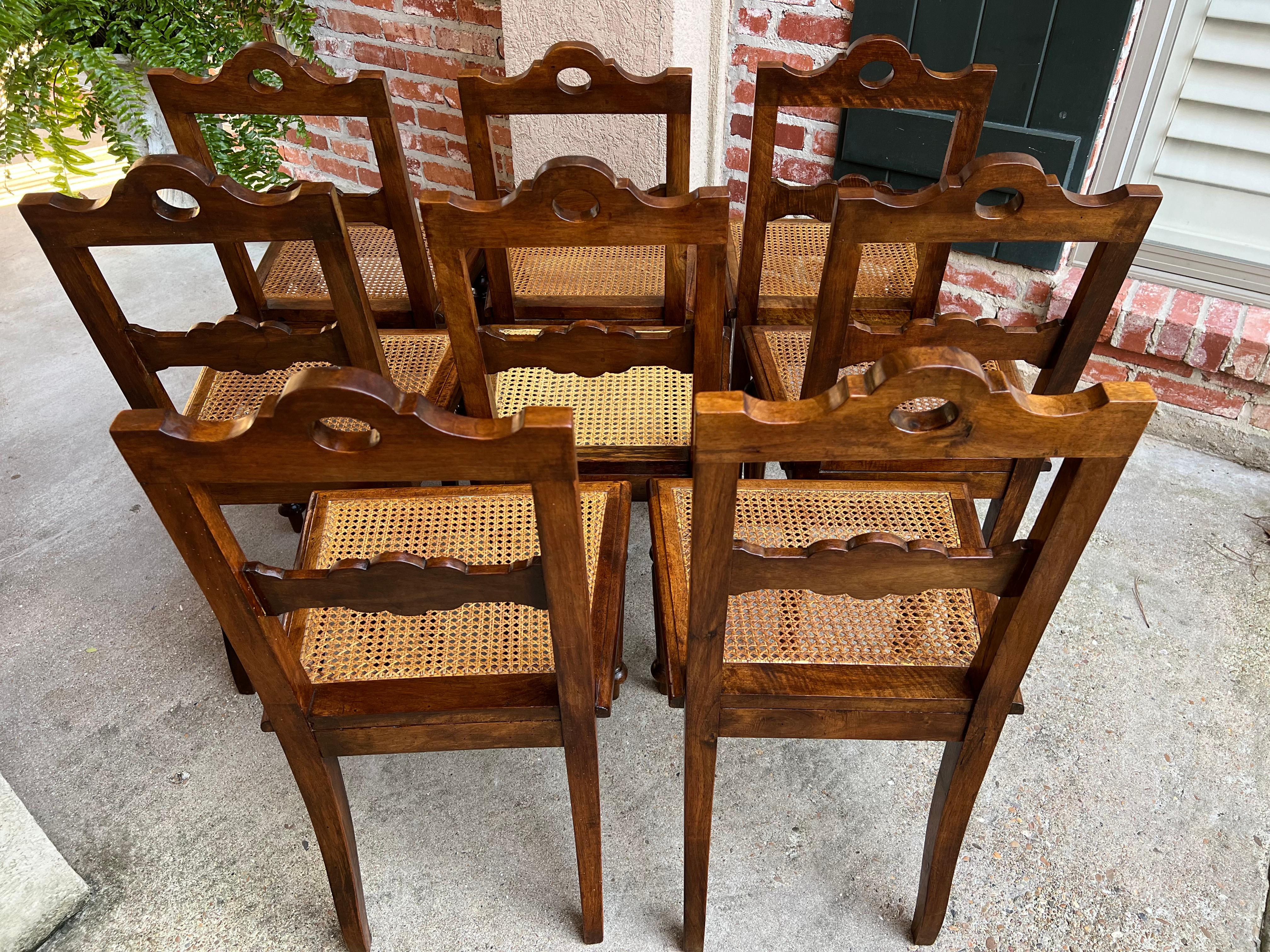 Set 8 Antique French Provincial Carved Oak Ladder Back Dining Chair Cane Seat 6