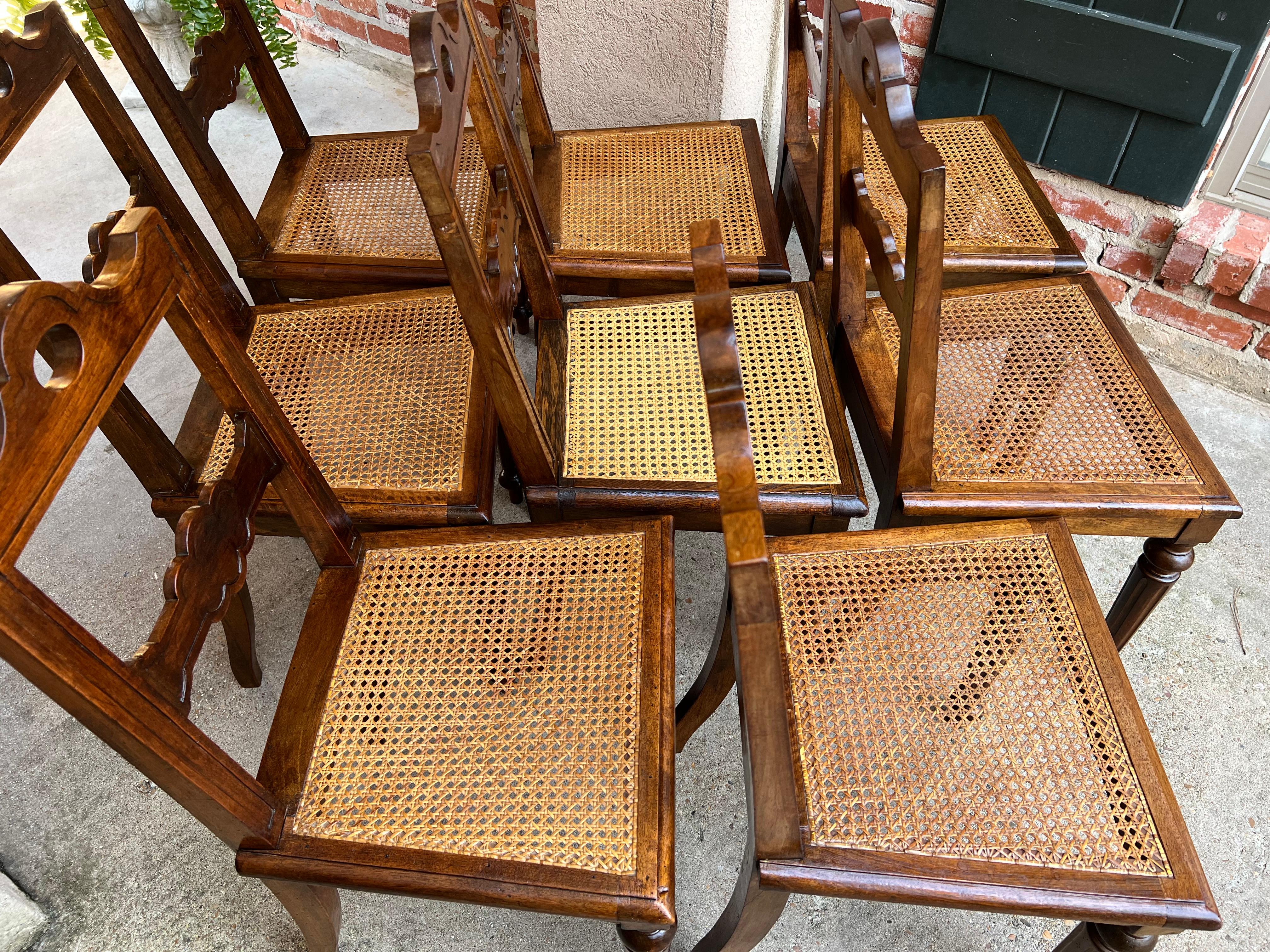 Set 8 Antique French Provincial Carved Oak Ladder Back Dining Chair Cane Seat 2