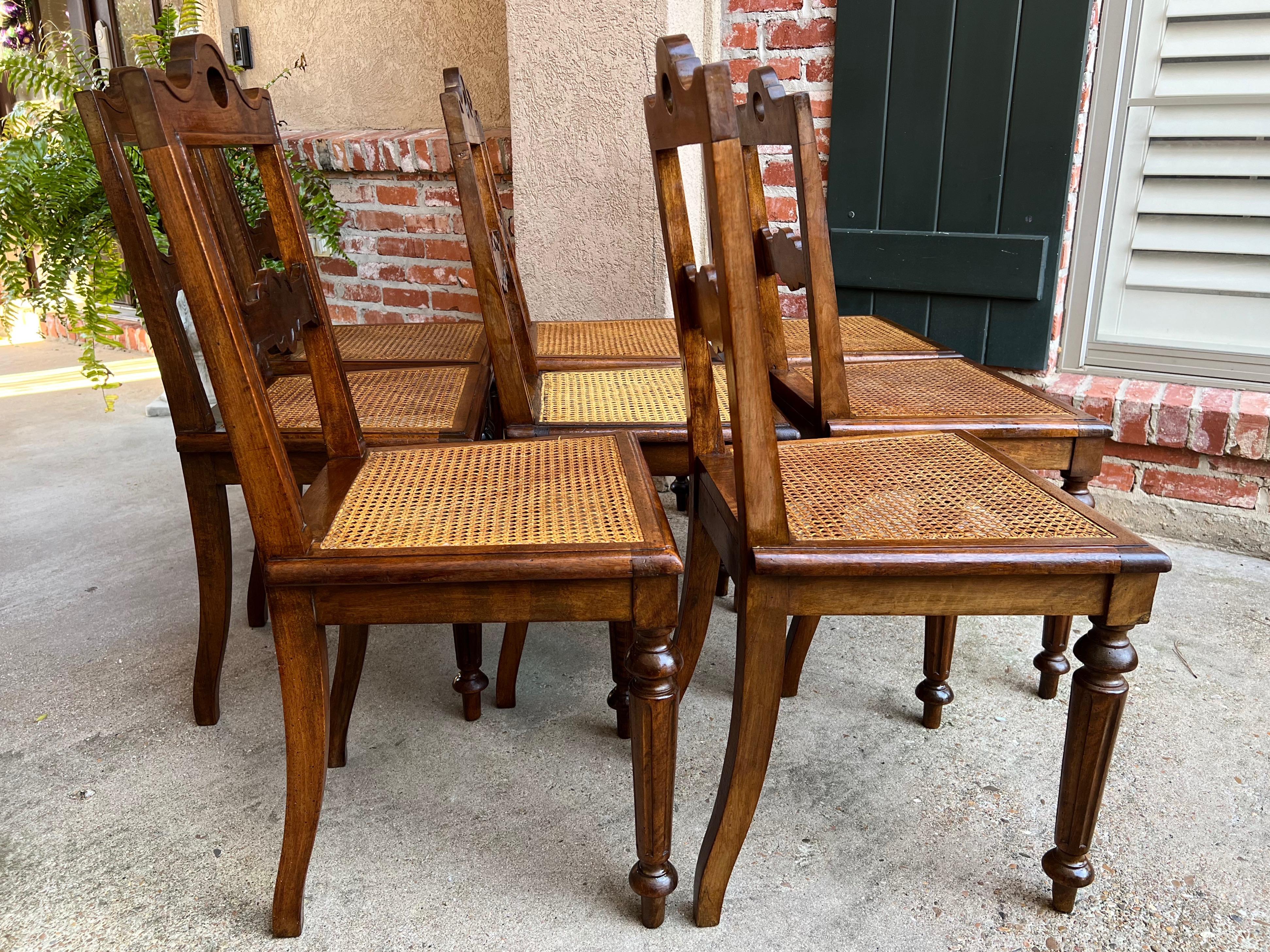 Set 8 Antique French Provincial Carved Oak Ladder Back Dining Chair Cane Seat 4