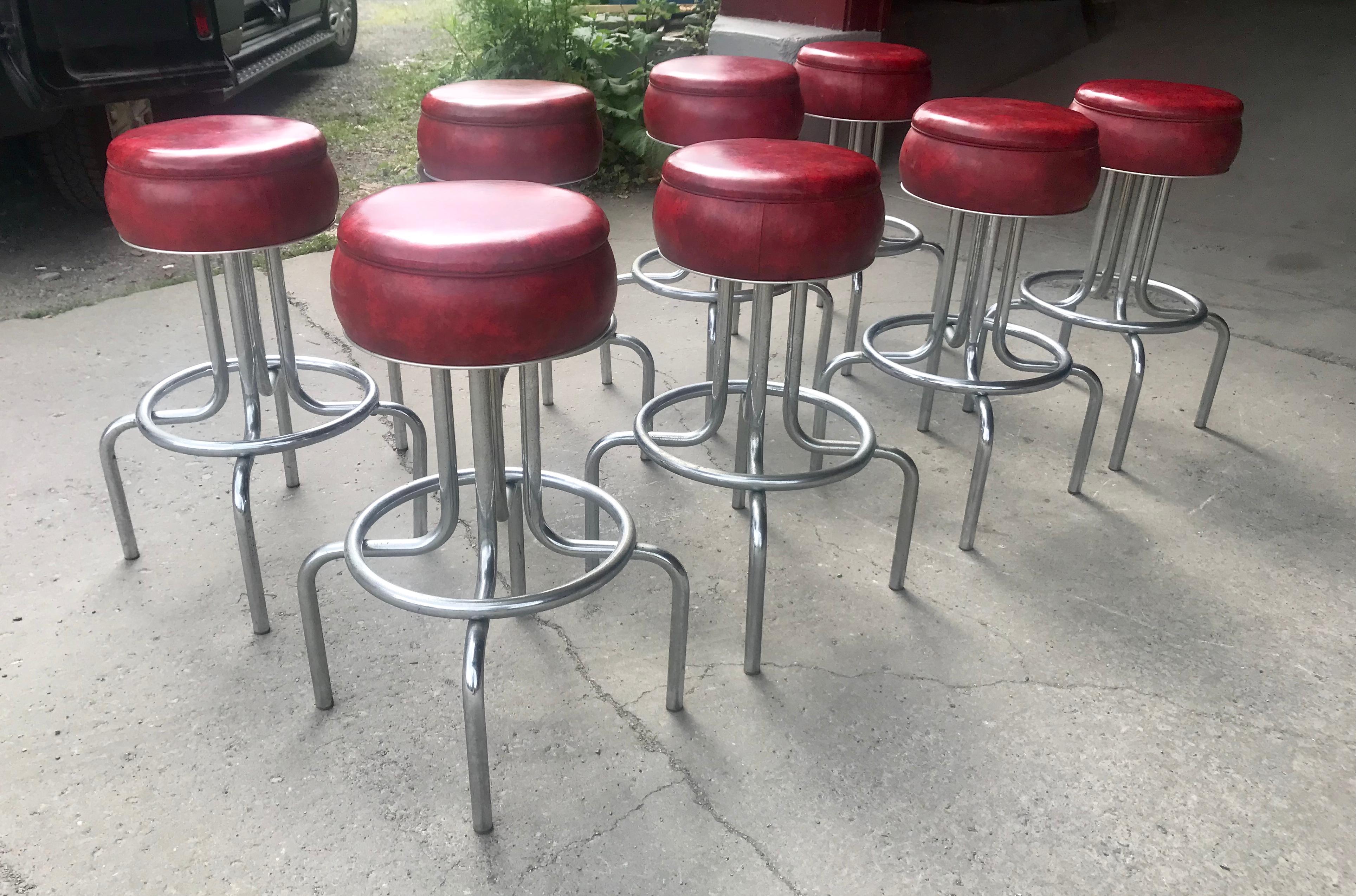 red and chrome bar stools