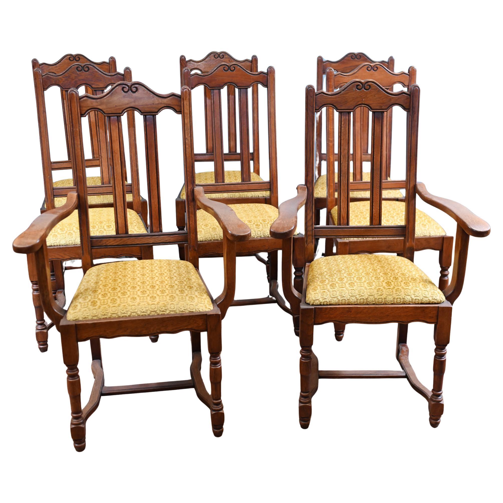 Set 8 Arts and Crafts Dining Chair Oak Farmhouse 1910