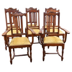Set 8 Arts and Crafts Dining Chair Oak Farmhouse 1910