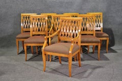 Set 8 Beautiful Light Beech Framed Biedermeier Dining Chairs