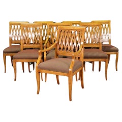 Set 8 Beautiful Light Beech Framed Biedermeier Dining Chairs 
