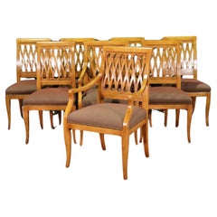 Set 8 Beautiful Light Beech Framed Biedermeier Dining Chairs