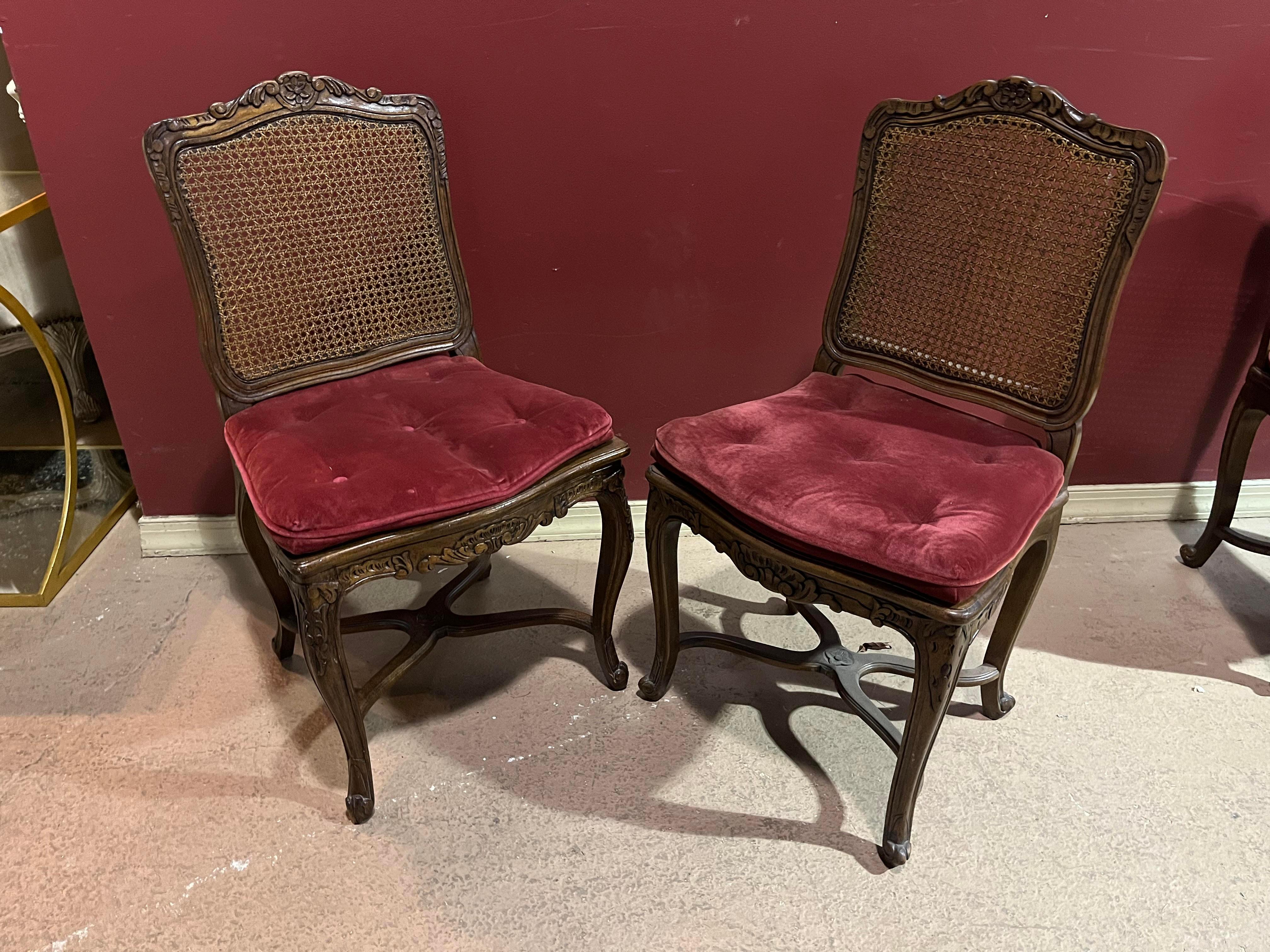 Set 10 Carved Walnut French Louis XV Cane Seat and Back Dining Chairs 8