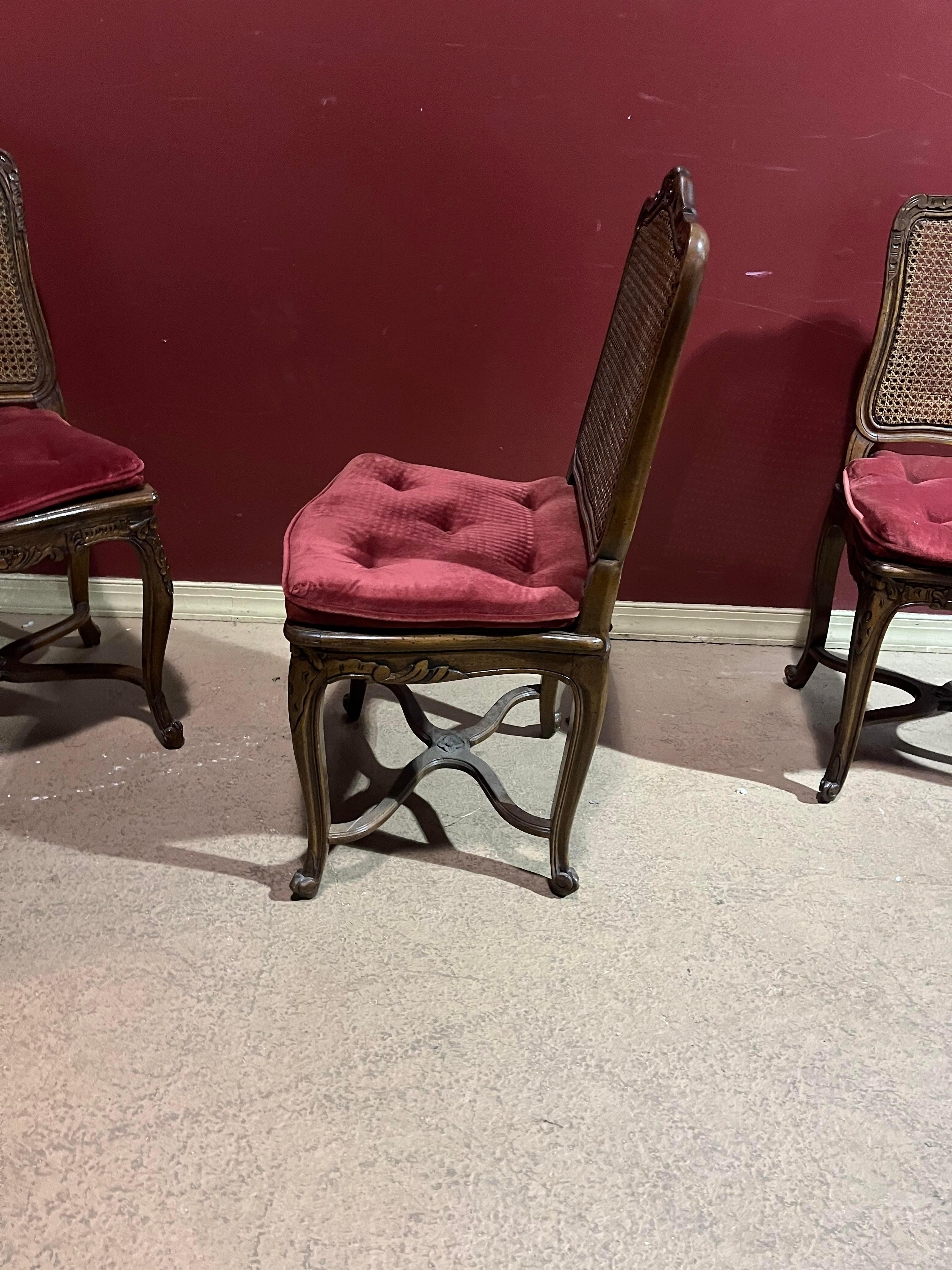 Set 10 Carved Walnut French Louis XV Cane Seat and Back Dining Chairs 5