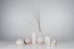 Set/8 Keramikgefäße und Topf, Weiß & Rosa, handgefertigt in Portugal von Lusitanus Home