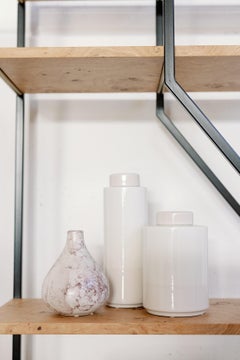 Set/8 Ceramic Jars & Pots, White & Pink, Handmade in Portugal by Lusitanus Home