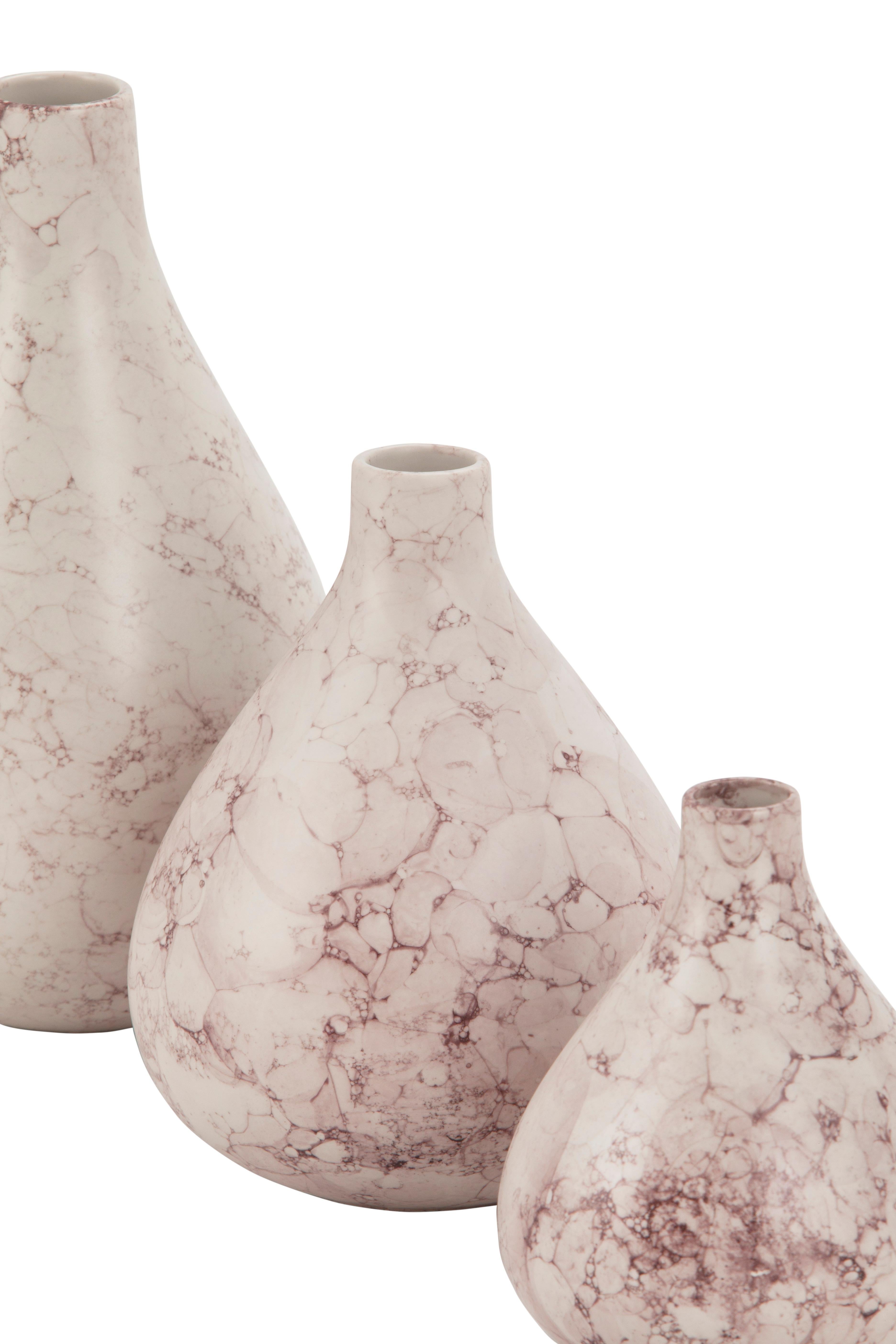Ceramica Set/8 barattoli e vasi in ceramica, bianchi e rosa, fatti a mano in Portogallo da Lusitanus Home in vendita