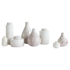 Ensemble de 8 pots et pots en céramique blancs et roses, fabriqués à la main au Portugal par Lusitanus Home