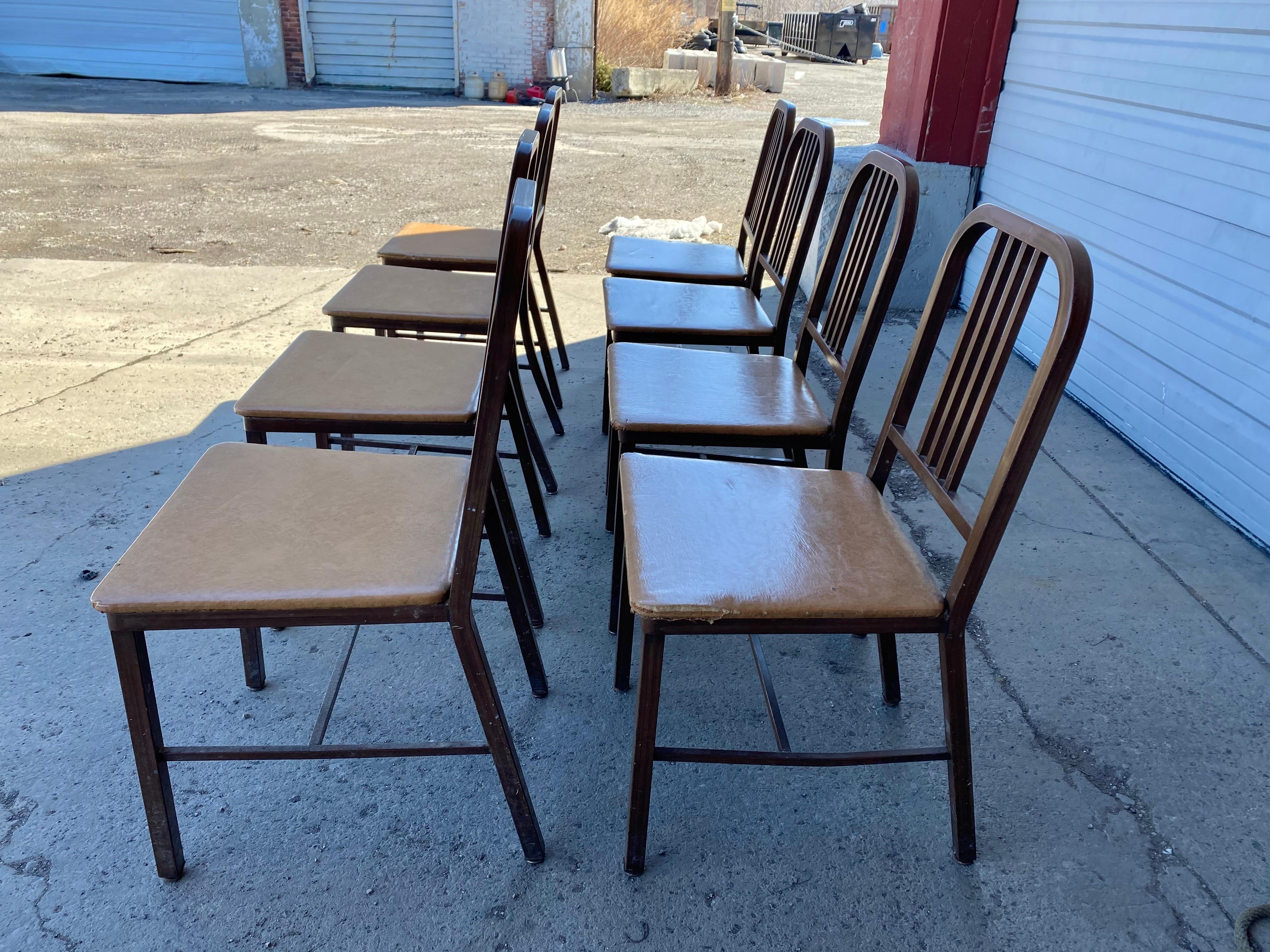 Painted Set of 8 Classic Industrial Metal Side Chairs Made by HARD MFG CO For Sale