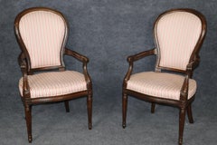 Set 8 Dark Mahogany French Louis XVI Style Dining Chairs Balloon Backs