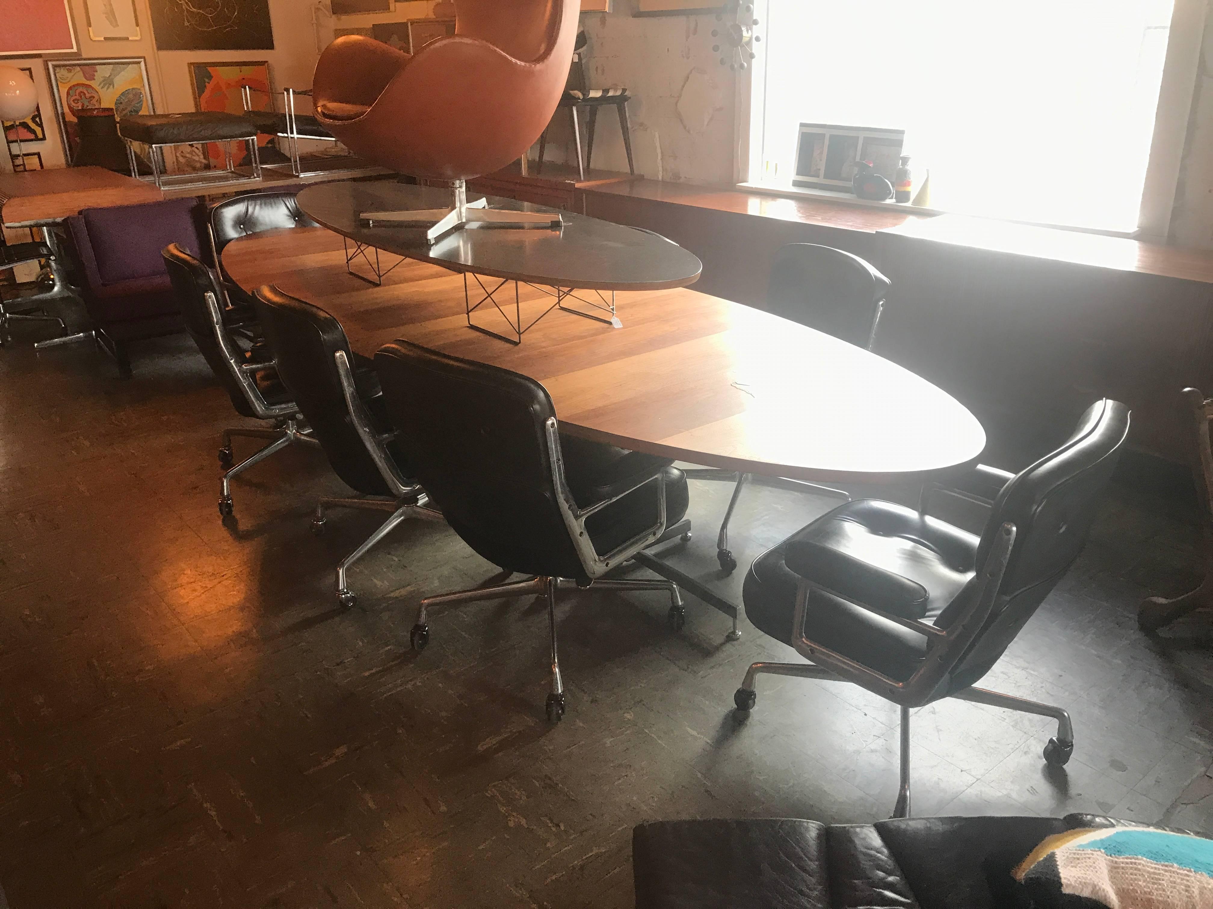 Late 20th Century Set of Eight Eames Herman Miller Time Life Executive Leather Office Chairs