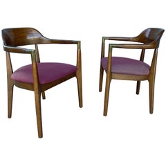 Set 8 Figured Walnut Modernist Armchairs, conference, Gunlocke