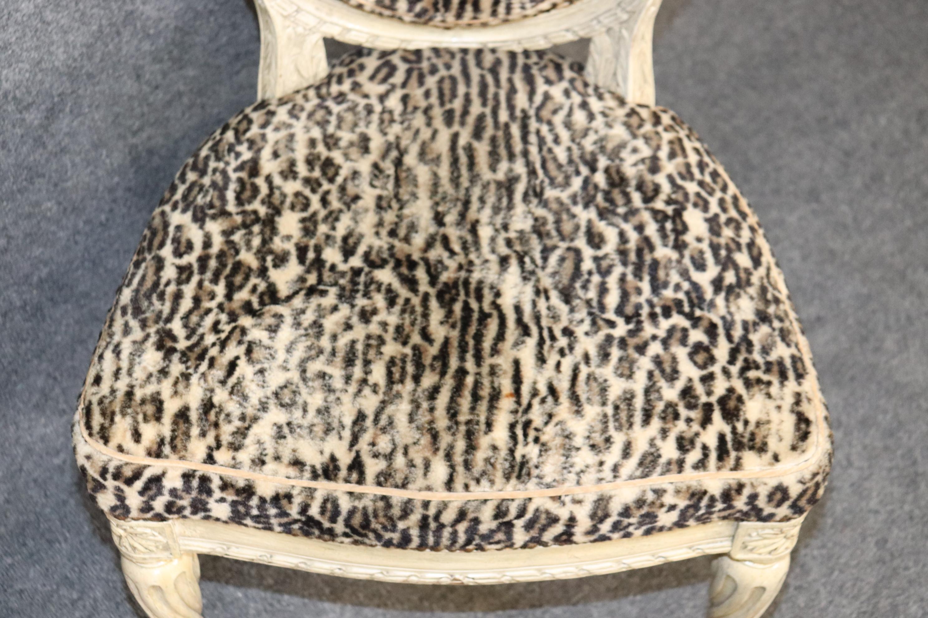 Set 8 Fine Quality Leopard Print Upholstery Painted Directoire Dining Chairs 4