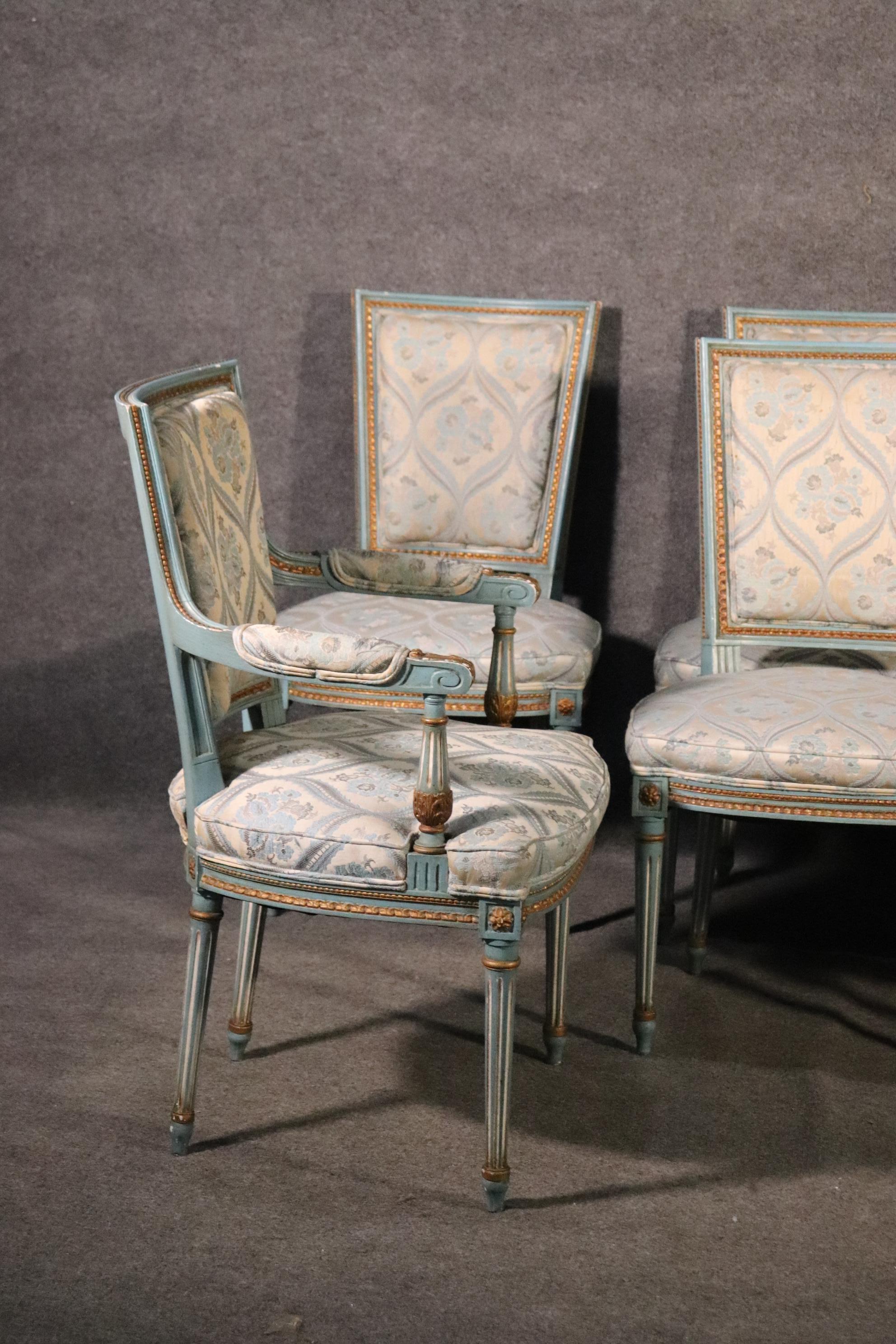 Set 8 French Louis XVI Louis XVI Painted Dining Chairs, Circa 1950 8
