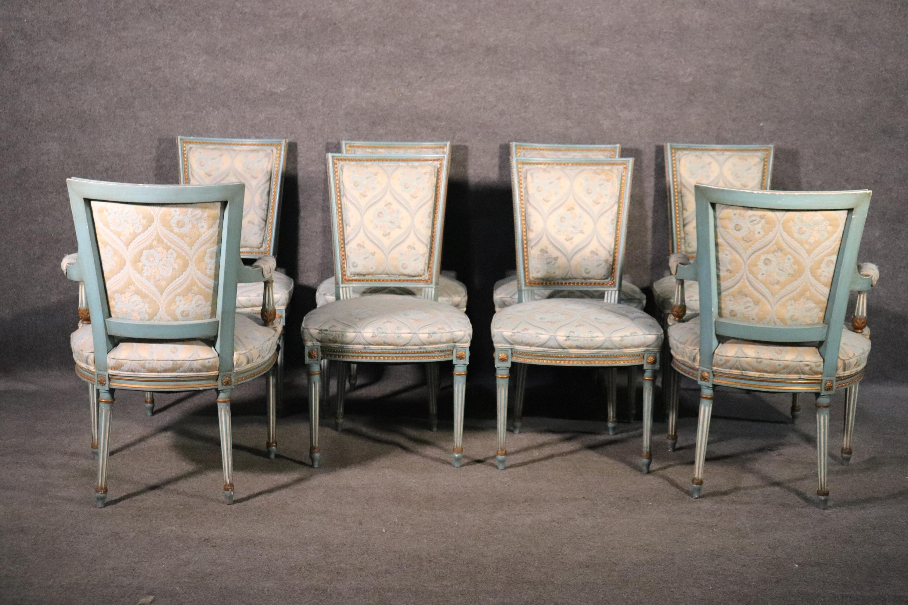 Set 8 French Louis XVI Louis XVI Painted Dining Chairs, Circa 1950 10