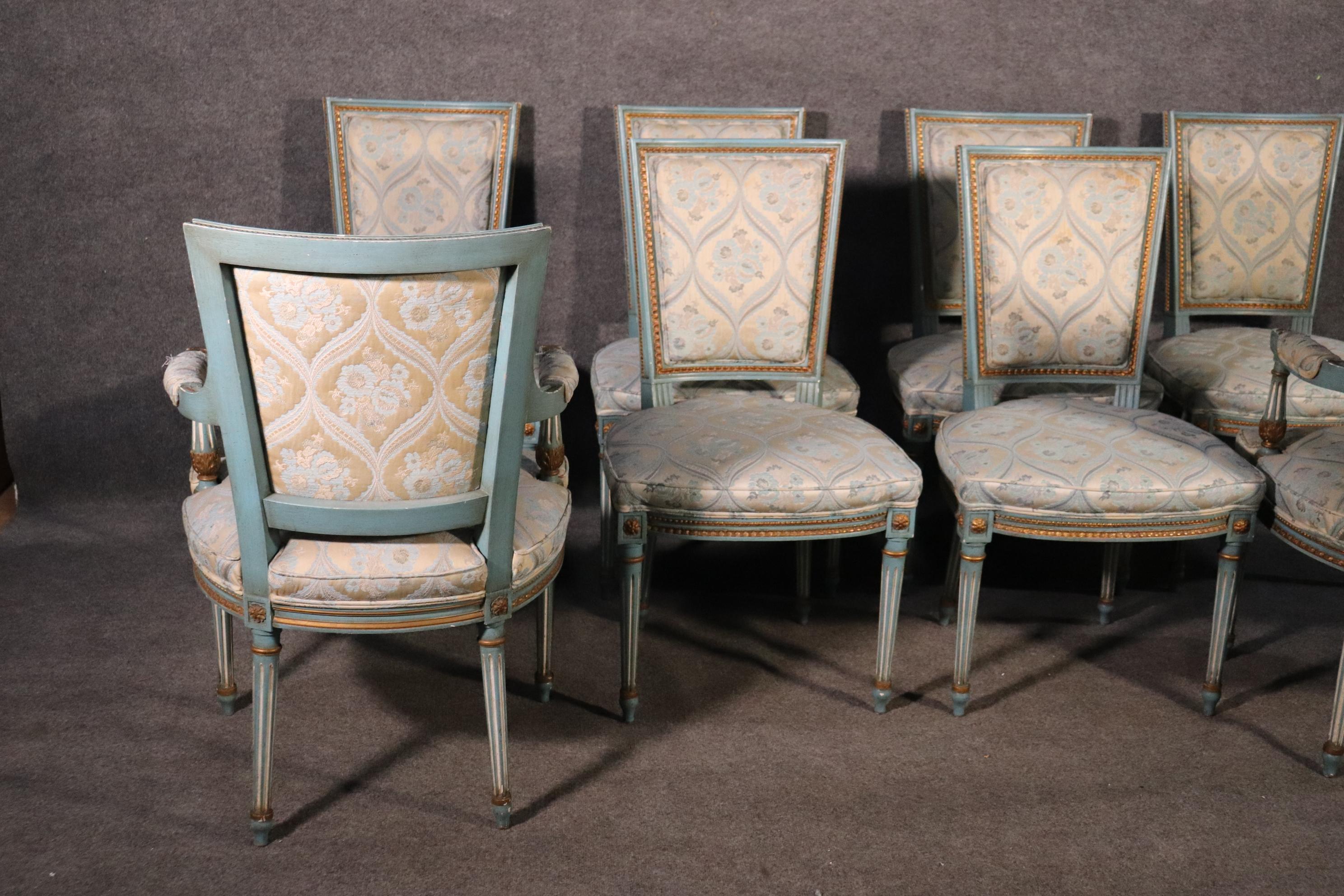 Set 8 French Louis XVI Louis XVI Painted Dining Chairs, Circa 1950 11
