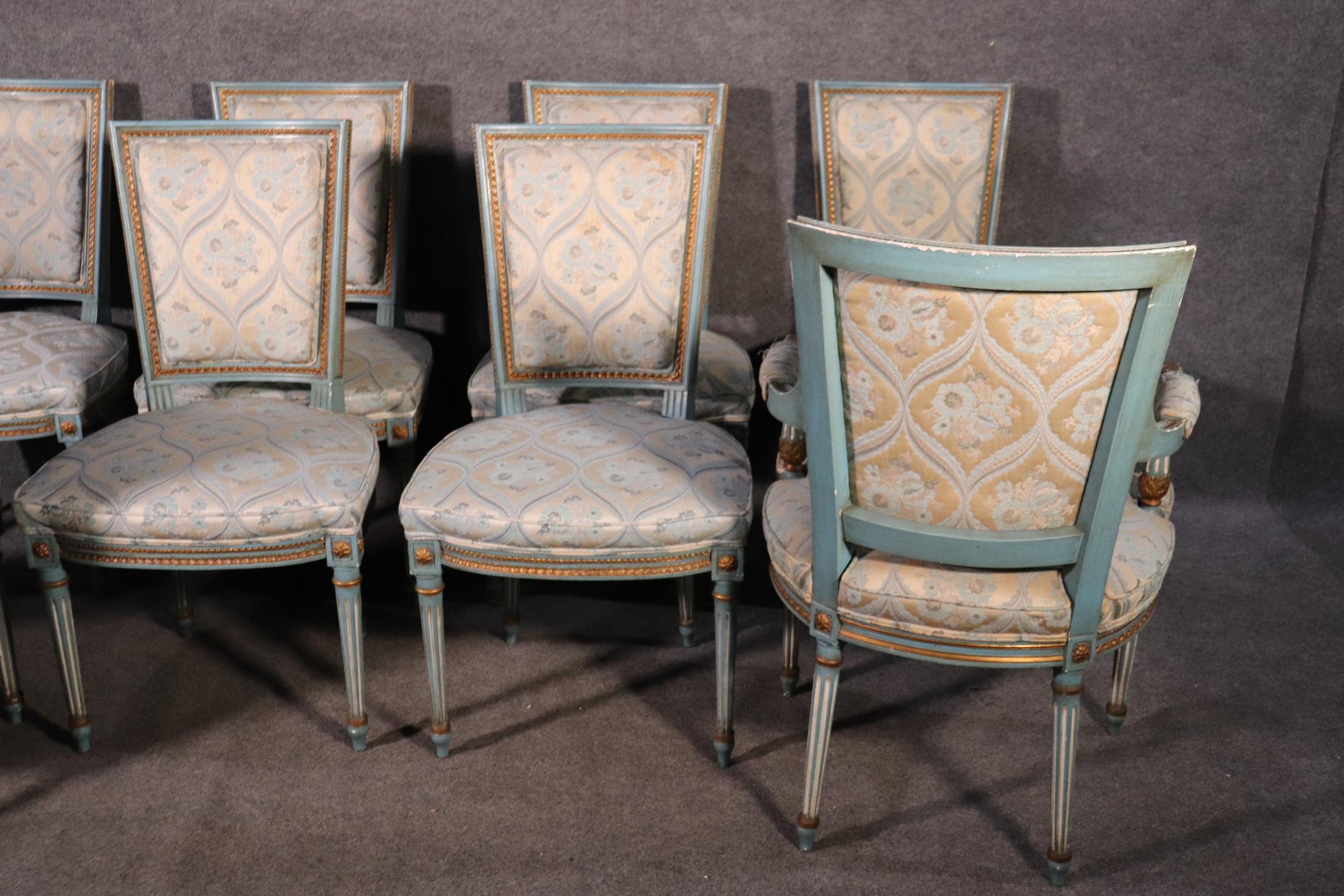Set 8 French Louis XVI Louis XVI Painted Dining Chairs, Circa 1950 12