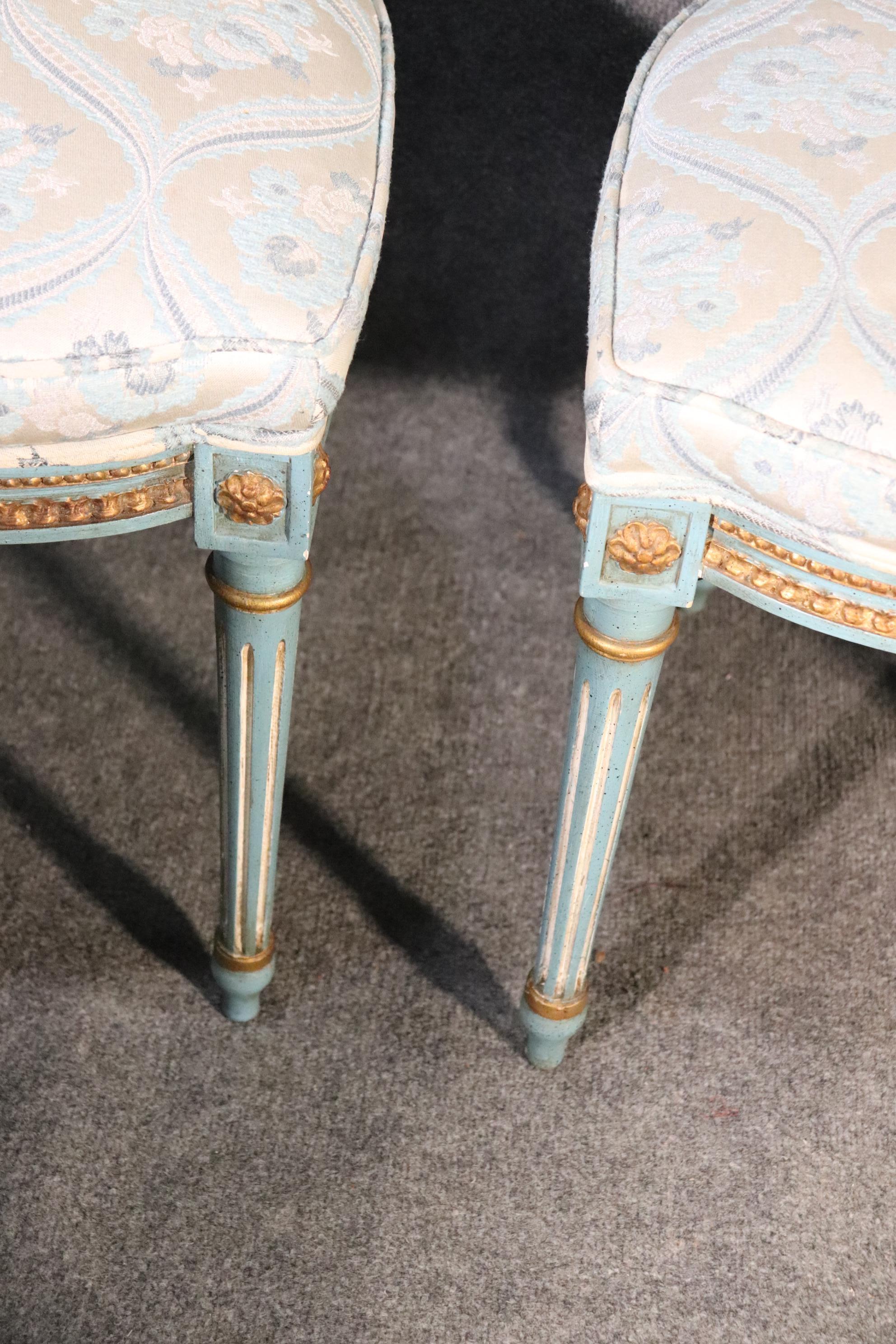 American Set 8 French Louis XVI Louis XVI Painted Dining Chairs, Circa 1950