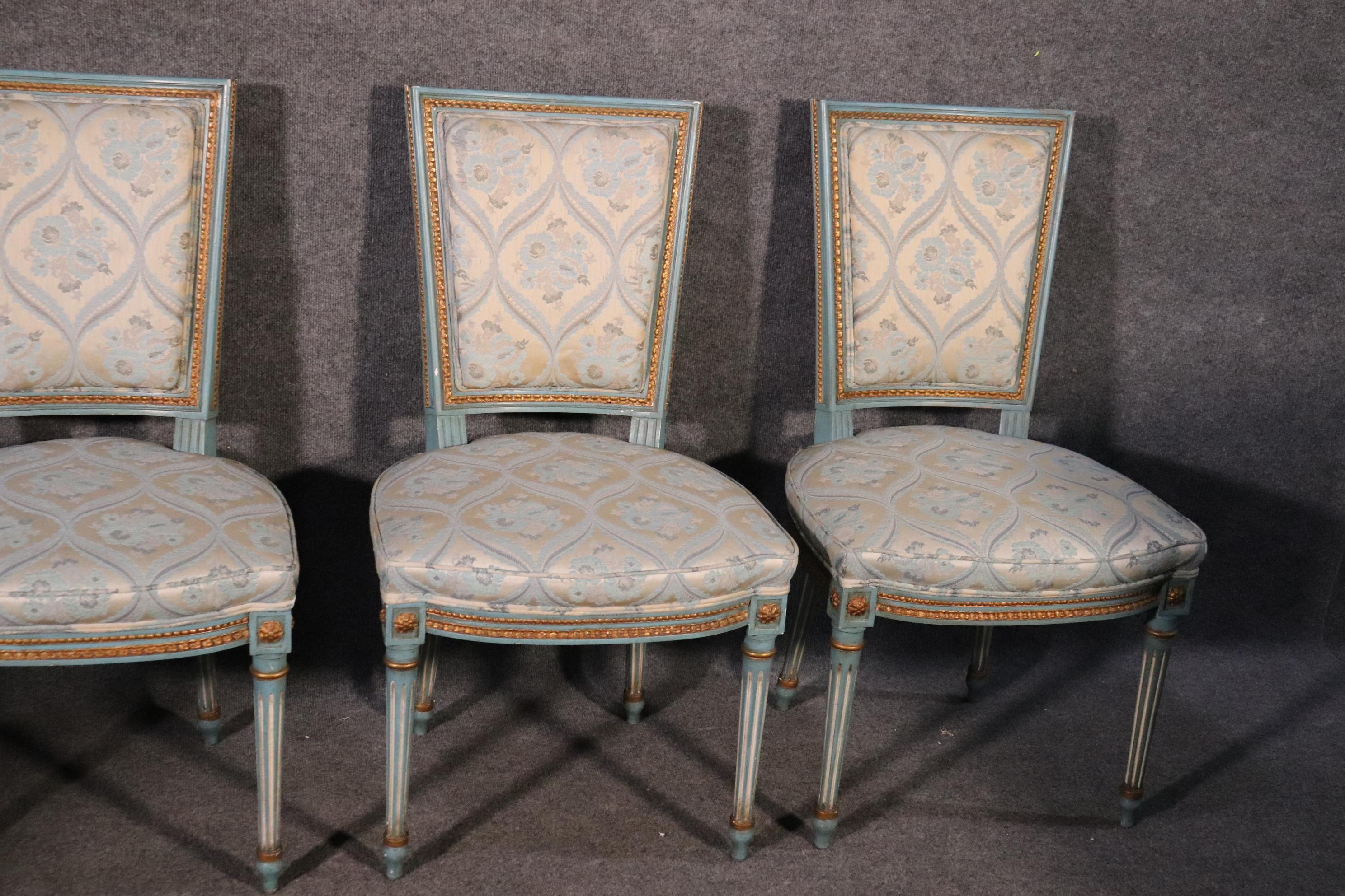 Set 8 French Louis XVI Louis XVI Painted Dining Chairs, Circa 1950 1
