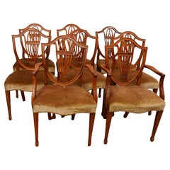 Set 8 Hepplewhite Dining Chairs Mahogany Diners