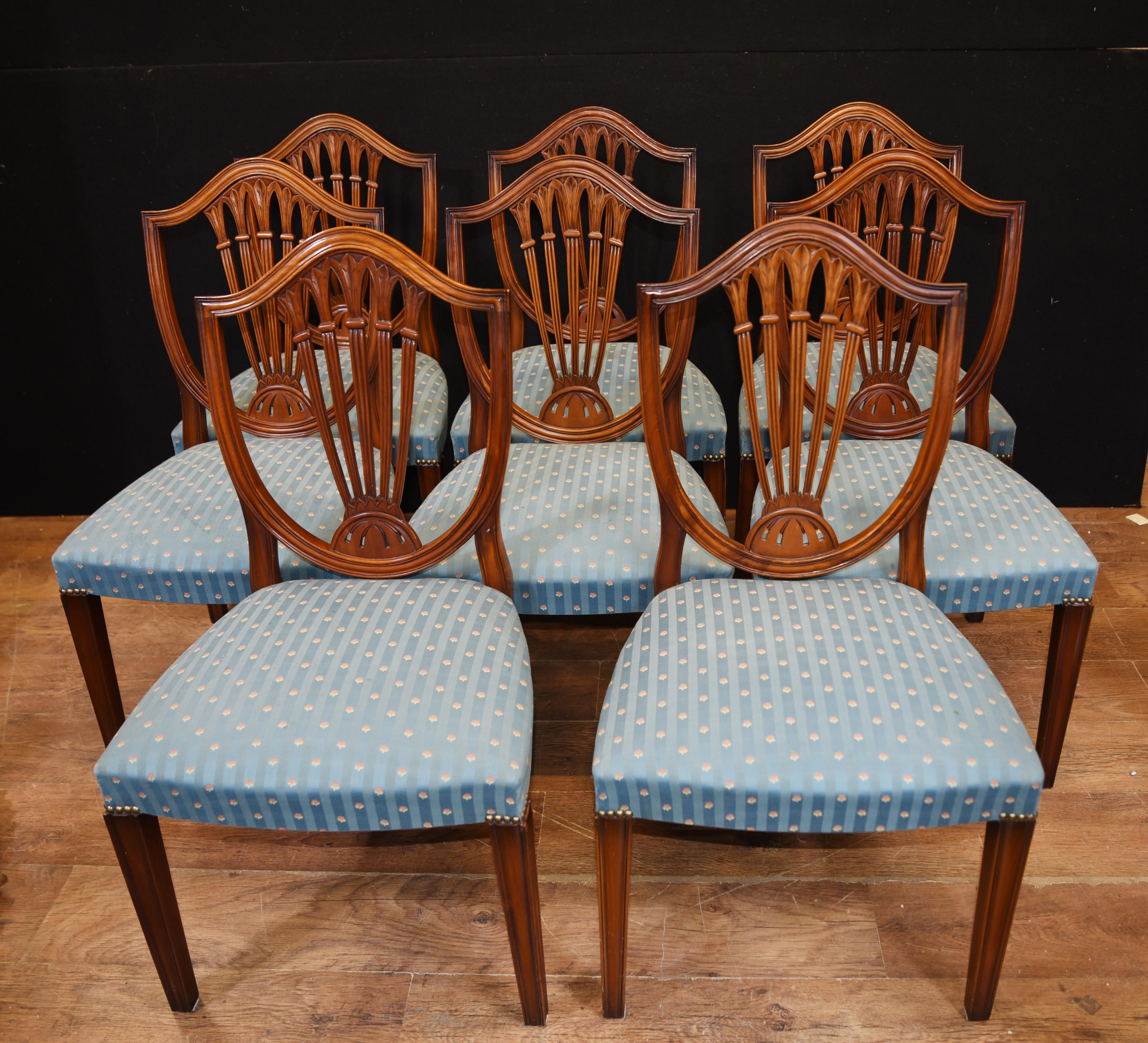 Set 8 Hepplewhite Dining Chairs Mahogany In Good Condition In Potters Bar, GB