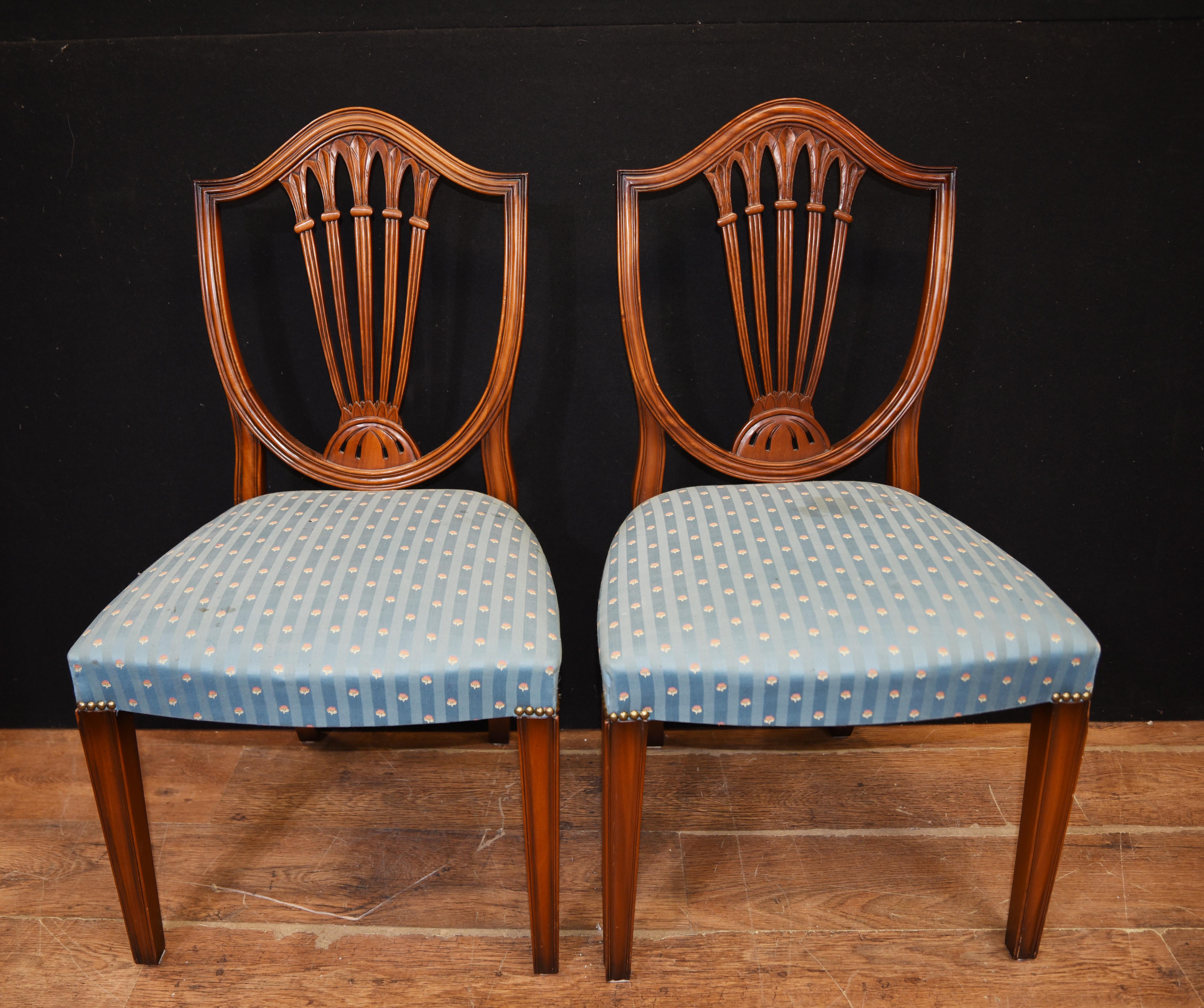 Early 20th Century Set 8 Hepplewhite Dining Chairs Mahogany