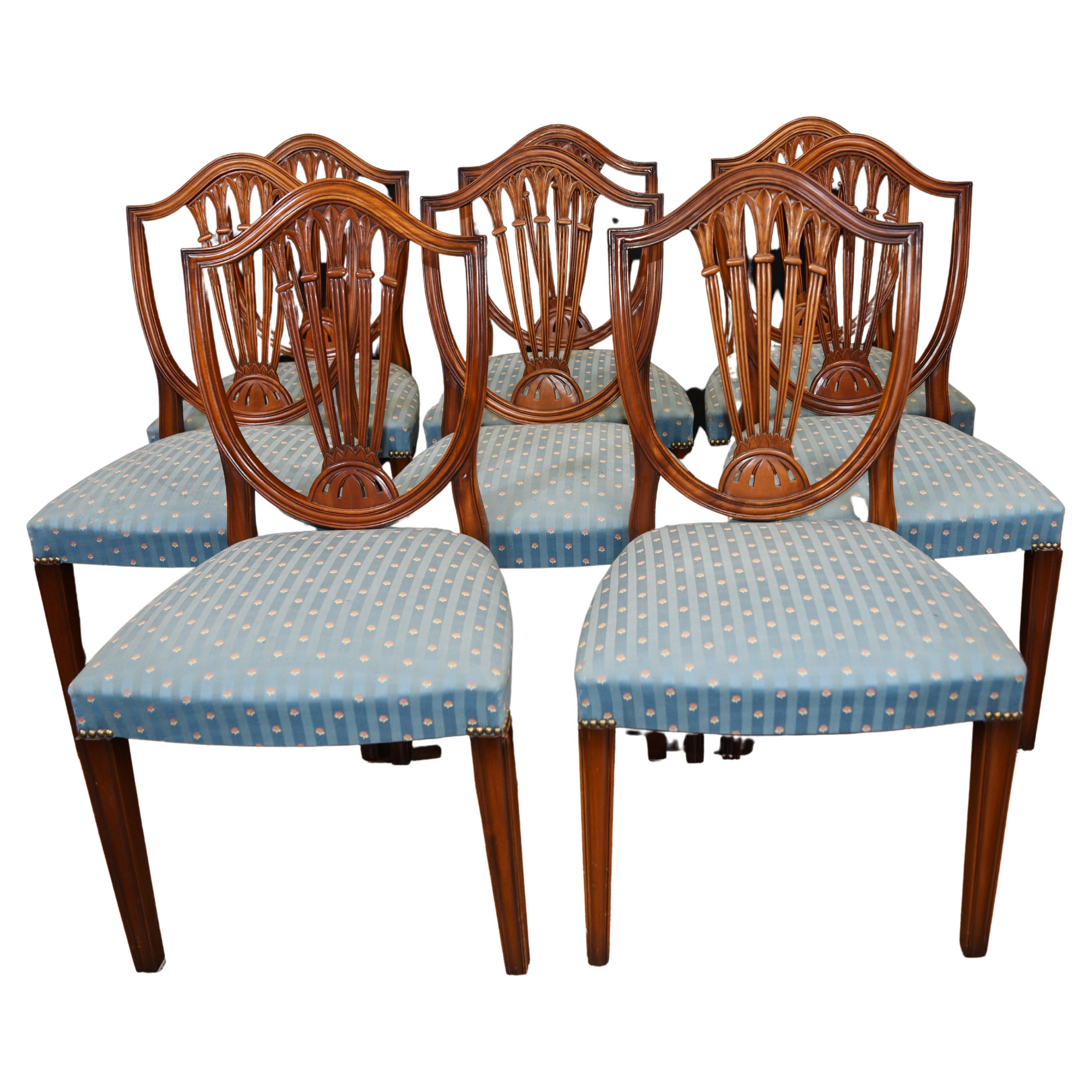 Set 8 Hepplewhite Dining Chairs Mahogany
