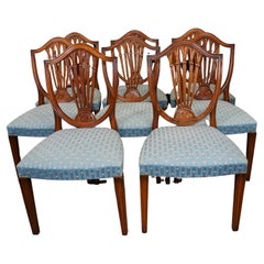 Antique Set 8 Hepplewhite Dining Chairs Mahogany