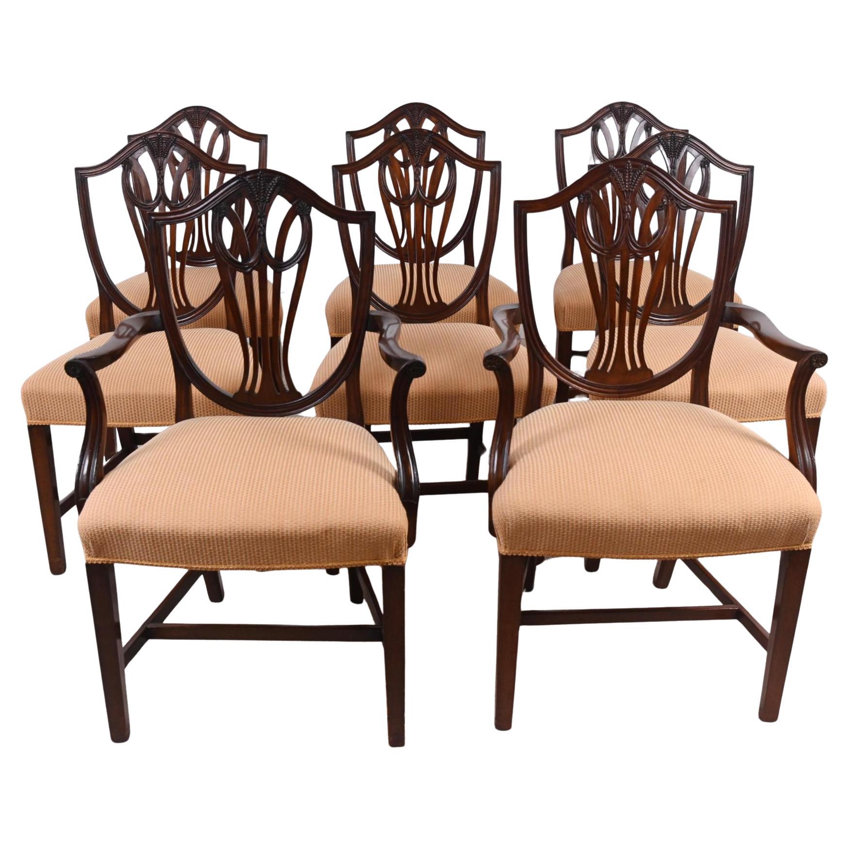 Set 8 Hepplewhite Dining Chairs Mahogany Revival