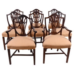 Set 8 Hepplewhite Dining Chairs Mahogany Revival