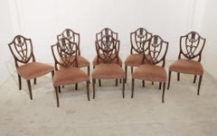 Set 8 Hepplewhite Dining Chairs Mahogany Shield Back