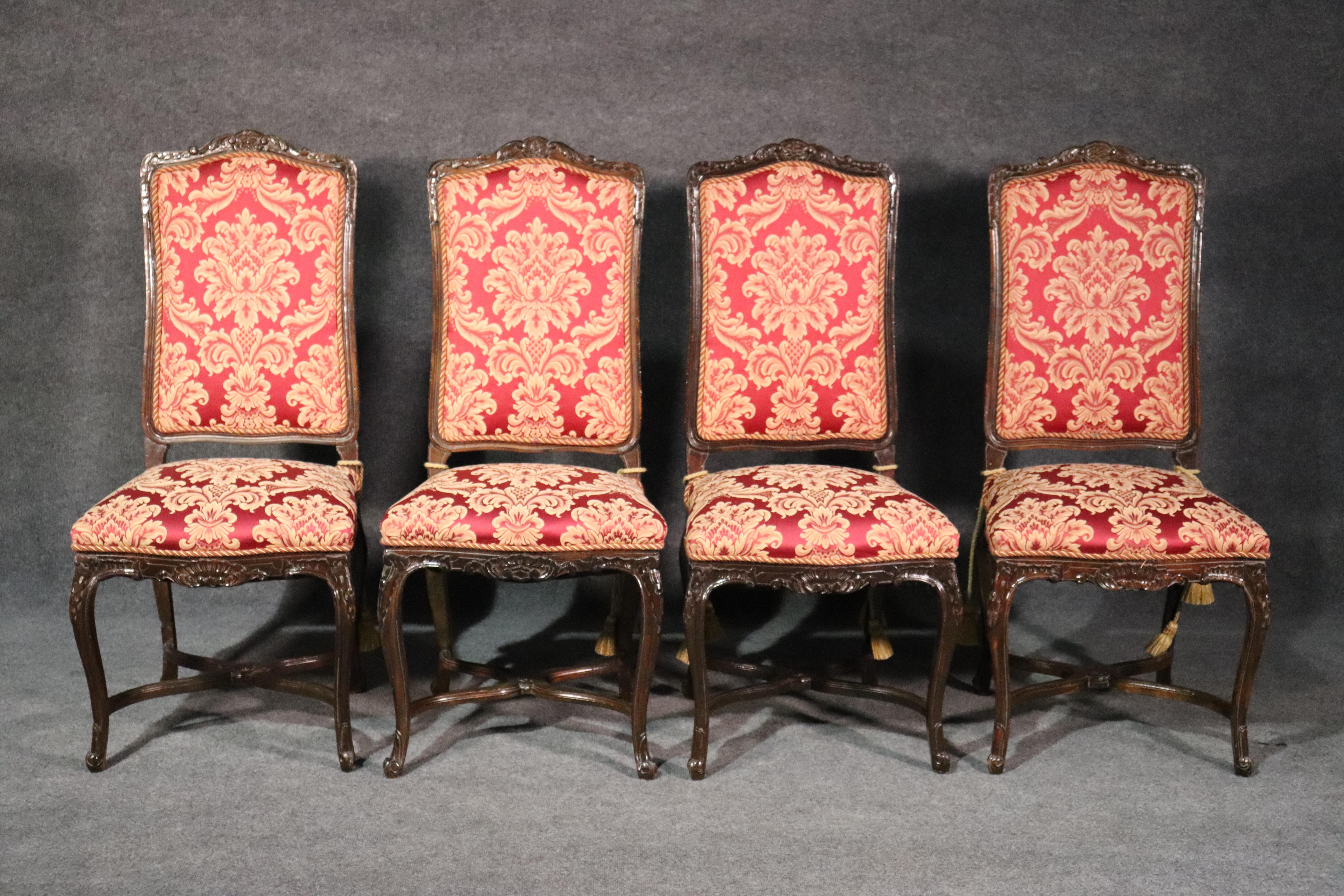 Set of 8 Italian Made French Louis XV Style Walnut Dining Side Chairs 6