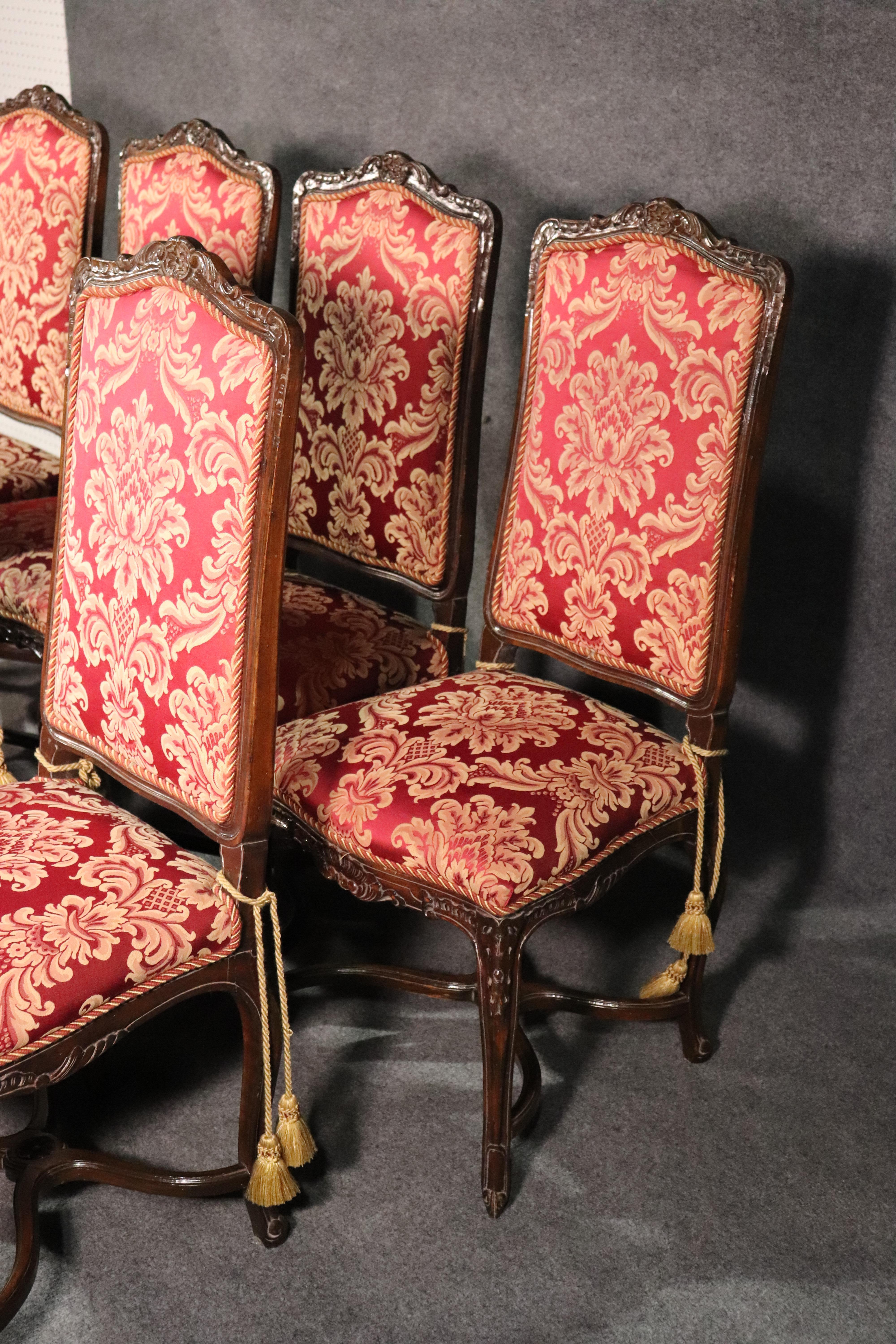 Set of 8 Italian Made French Louis XV Style Walnut Dining Side Chairs In Good Condition In Swedesboro, NJ