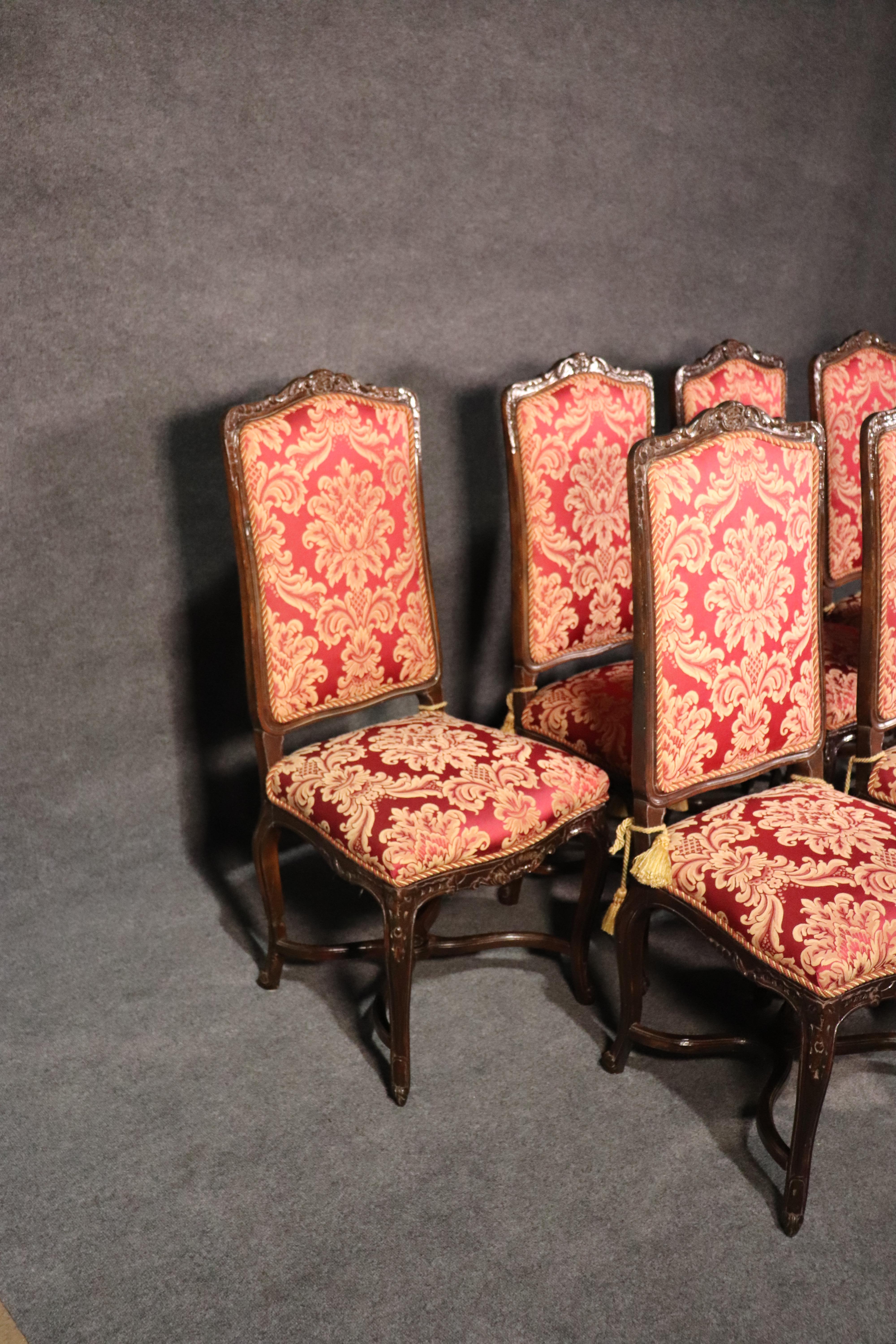 Set of 8 Italian Made French Louis XV Style Walnut Dining Side Chairs 1