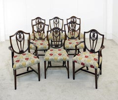 Set 8 Mahogany Hepplewhite Dining Chairs Shield Back