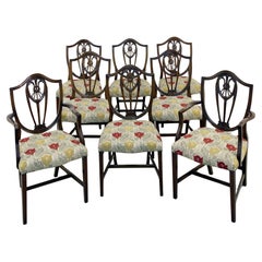 Antique Set 8 Mahogany Hepplewhite Dining Chairs Shield Back