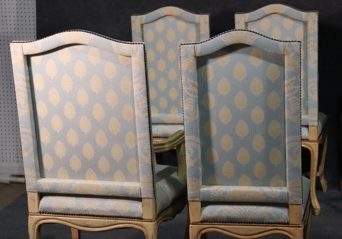 Set of 8 Maison Jansen Crème Paint and Gold Gilded French Louis XV Dining Chairs 9