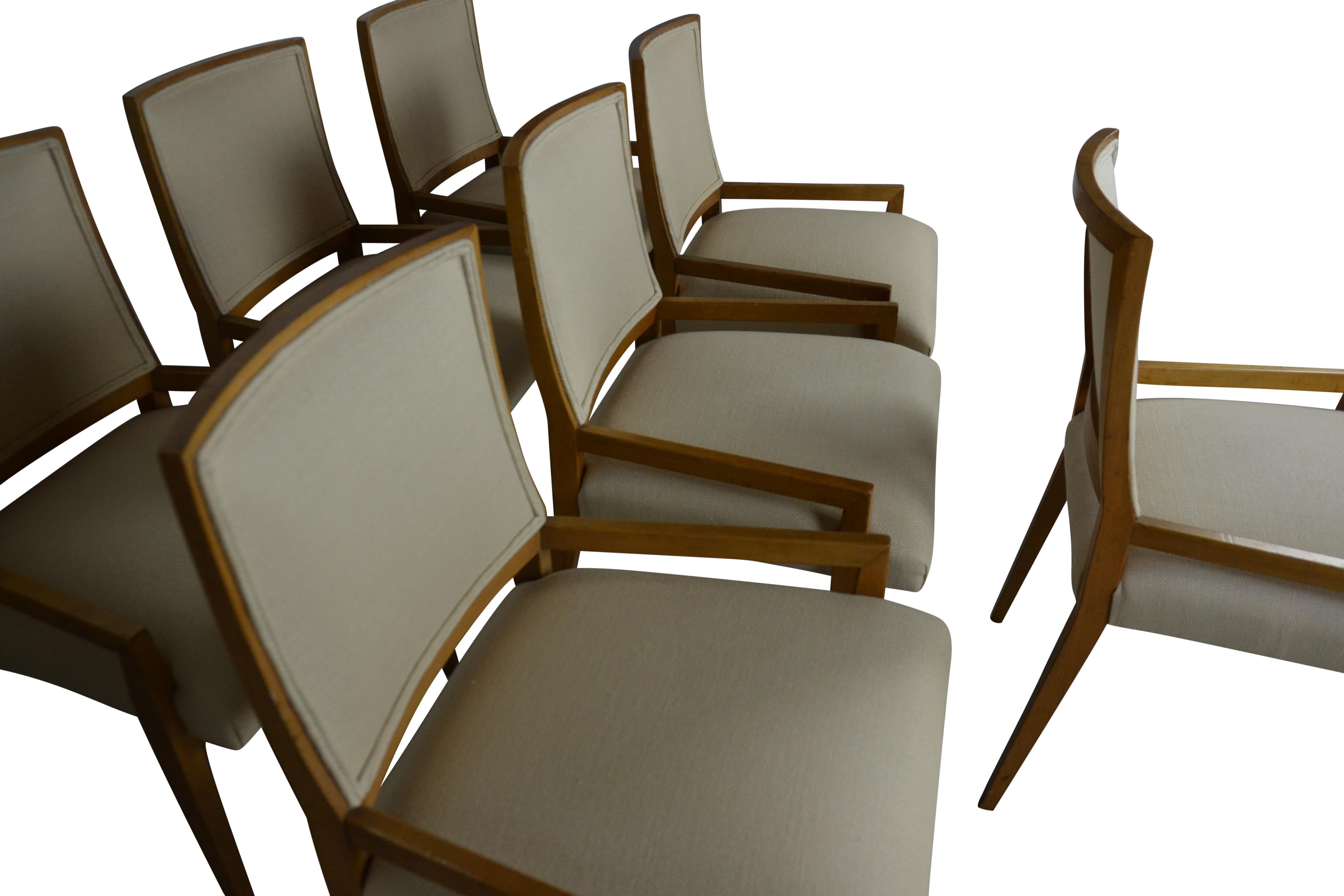 Maple Set of 8 Midcentury Dining Chairs
