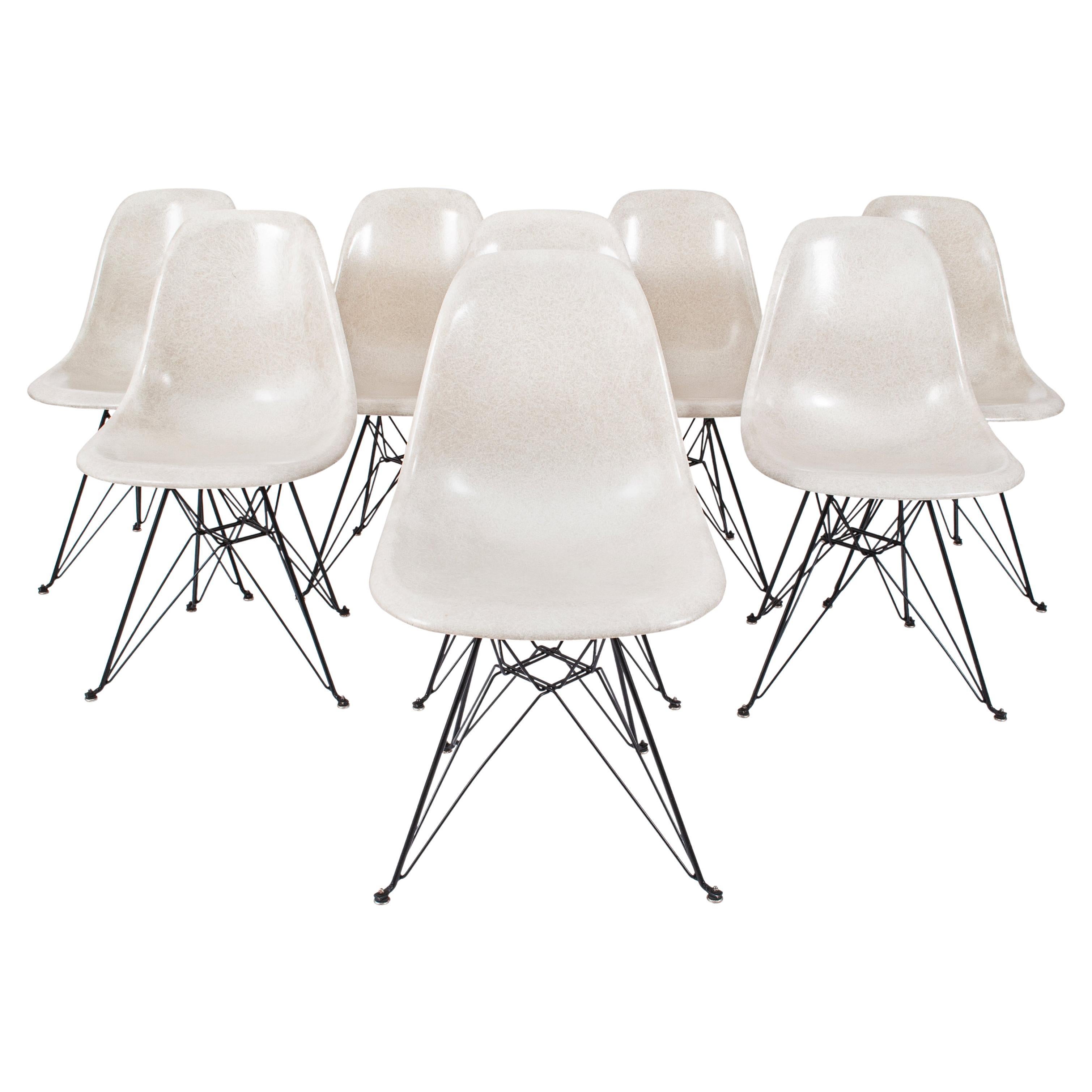 Set 8 Mid-Century Modern Eames Modernica Shell Dining Chairs Eiffel Tower Base
