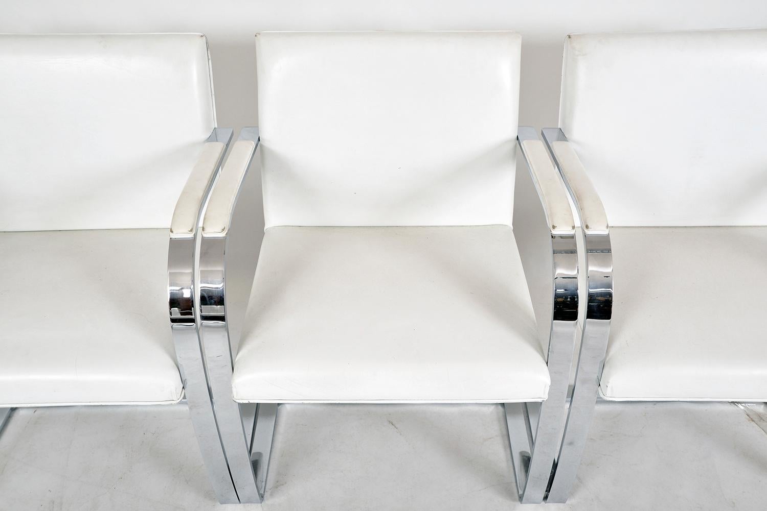 Set 8 Mies van der Rohe Knoll Brno Flat Bar 255 Cantilever Dining Chairs White 7