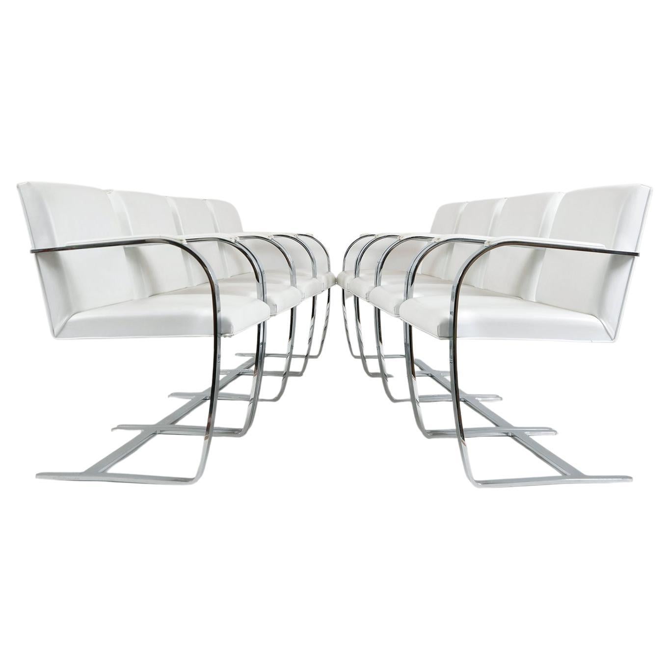 Set 8 Mies van der Rohe Knoll Brno Flat Bar 255 Cantilever Dining Chairs White