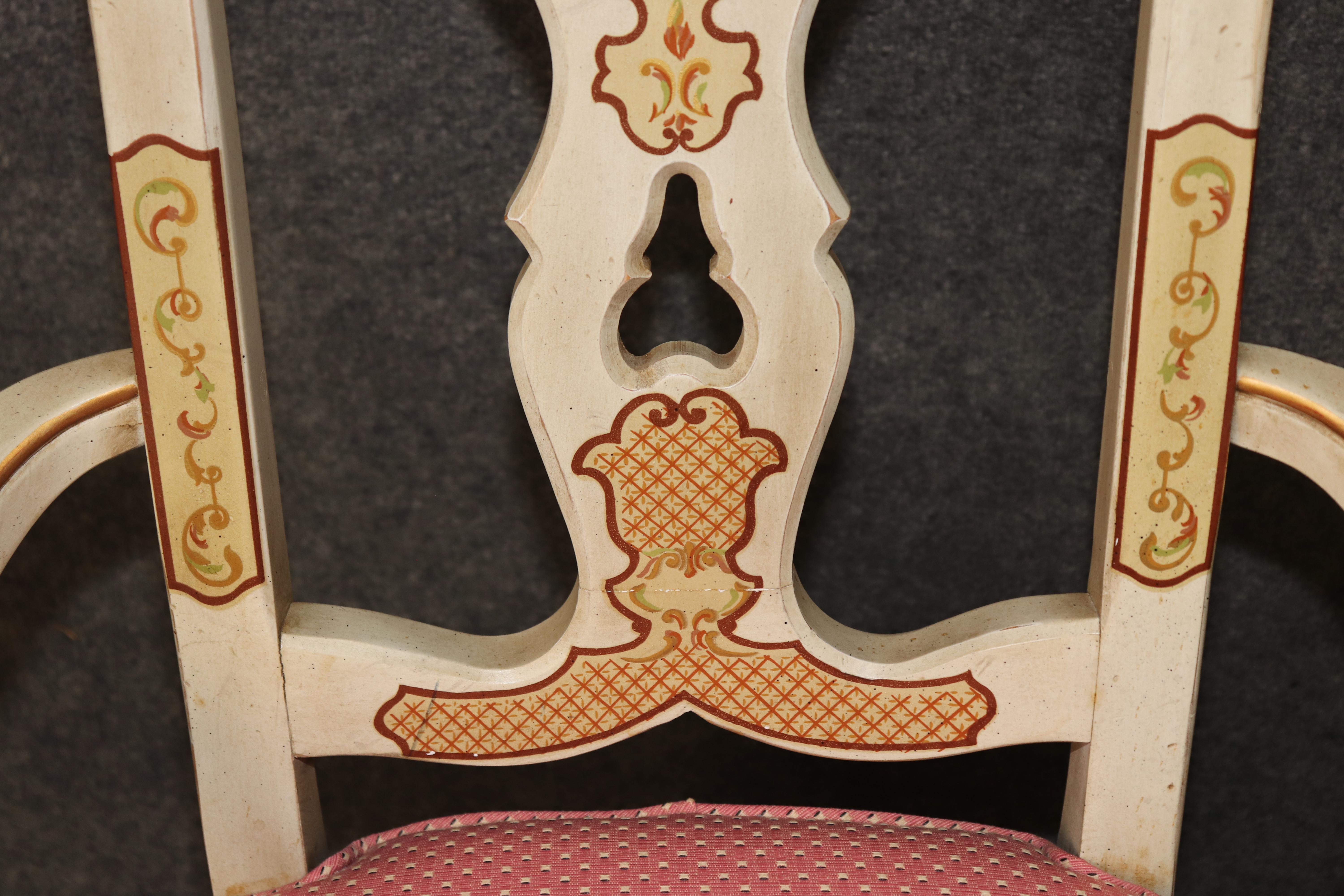 Conjunto 8 Sillas de Comedor decoradas con pintura Chinoiserie estilo italiano en venta 6