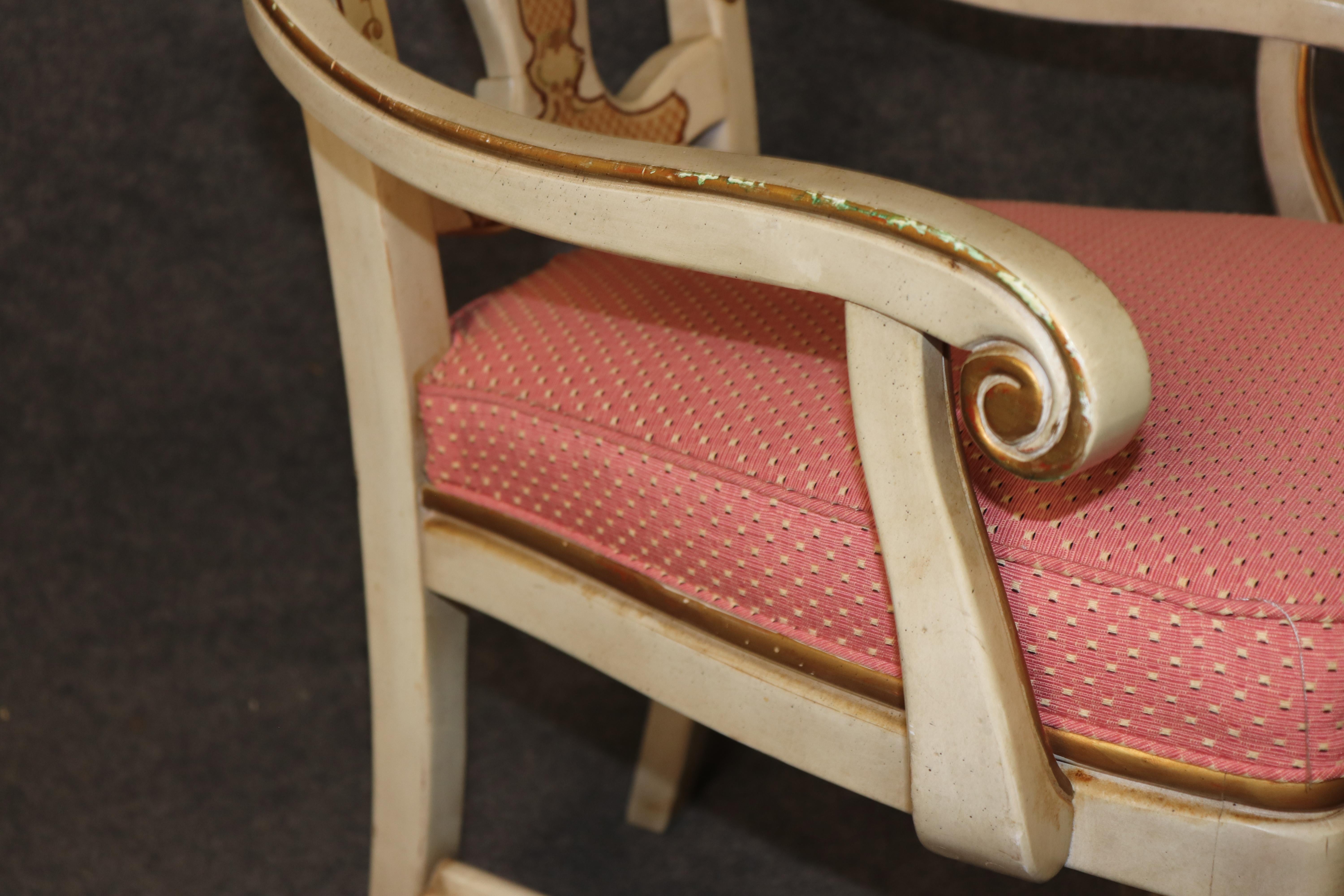 Conjunto 8 Sillas de Comedor decoradas con pintura Chinoiserie estilo italiano en venta 10