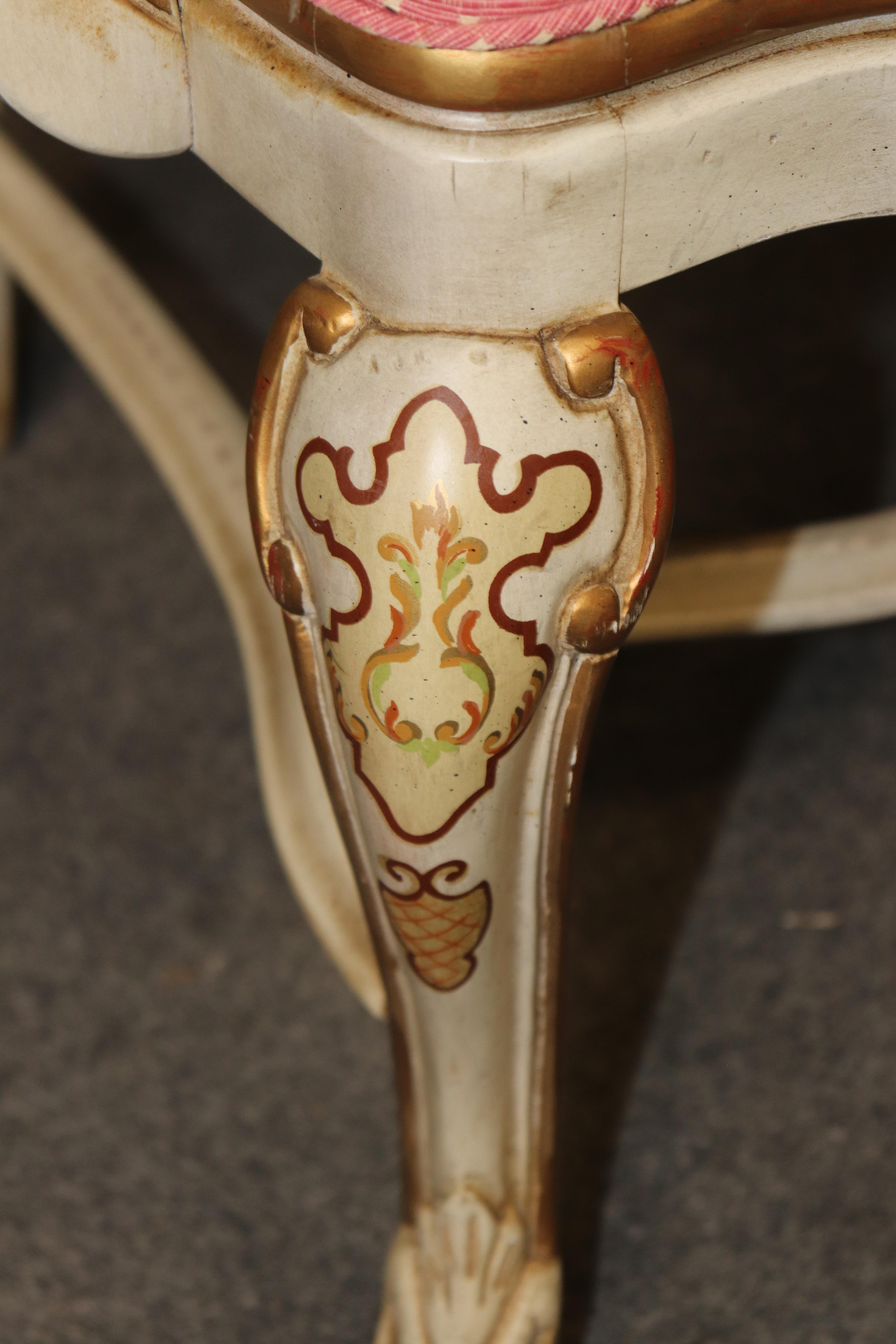 Conjunto 8 Sillas de Comedor decoradas con pintura Chinoiserie estilo italiano en venta 14