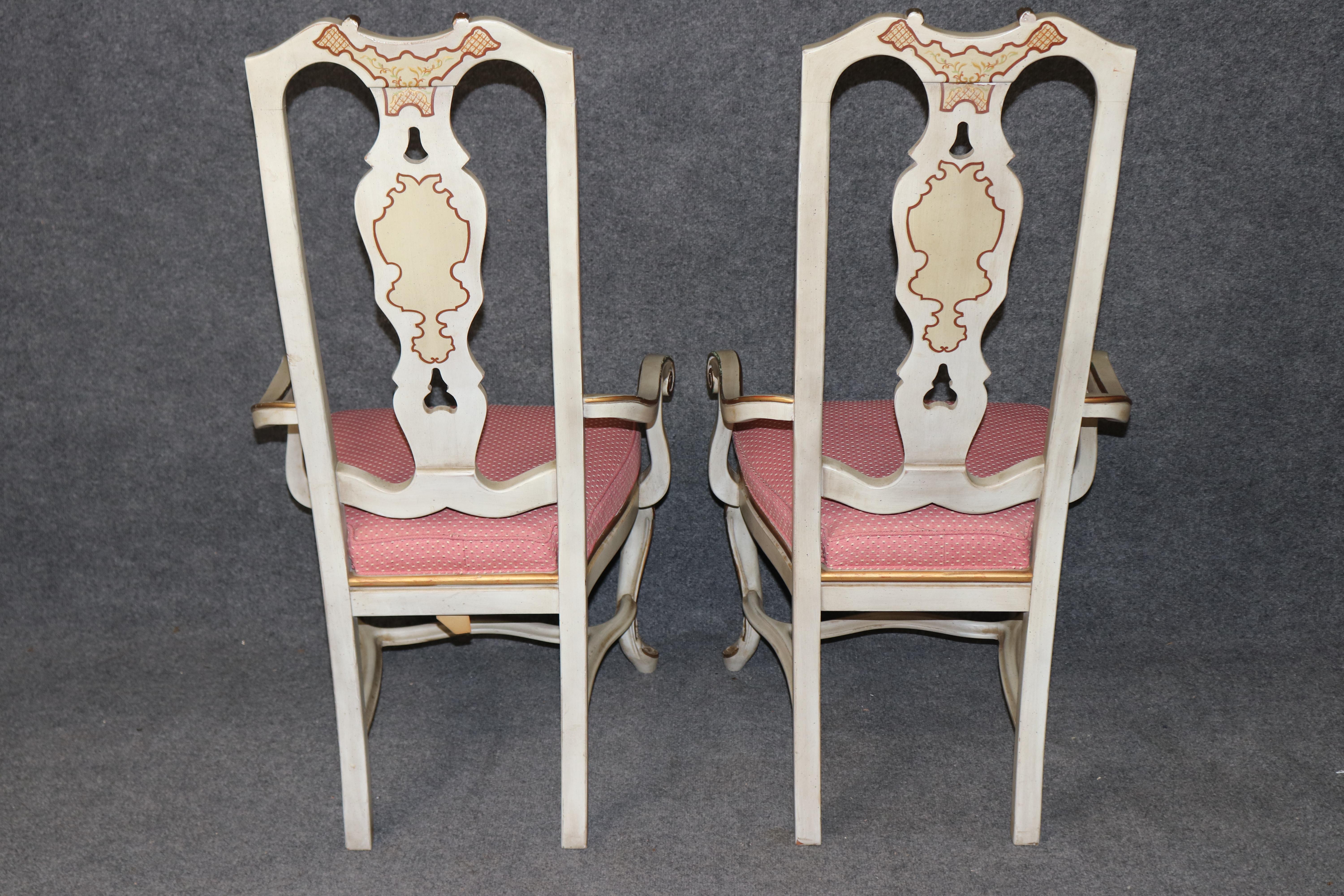 Conjunto 8 Sillas de Comedor decoradas con pintura Chinoiserie estilo italiano Nogal en venta